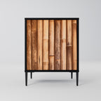 NATURAL WOOD 1-Door Sideboard in Black Finish