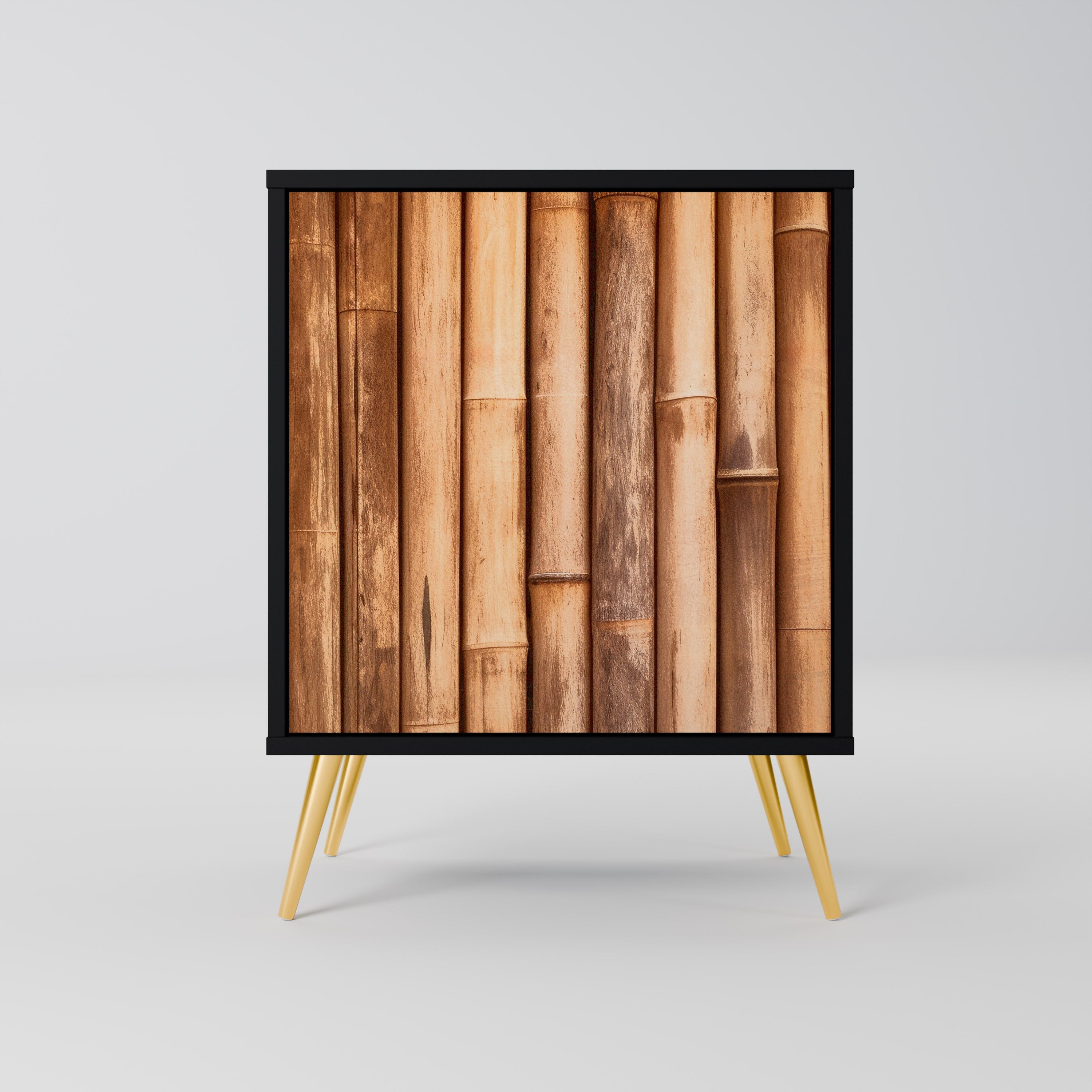 NATURAL WOOD Aparador de 1 Porta em Acabamento Preto