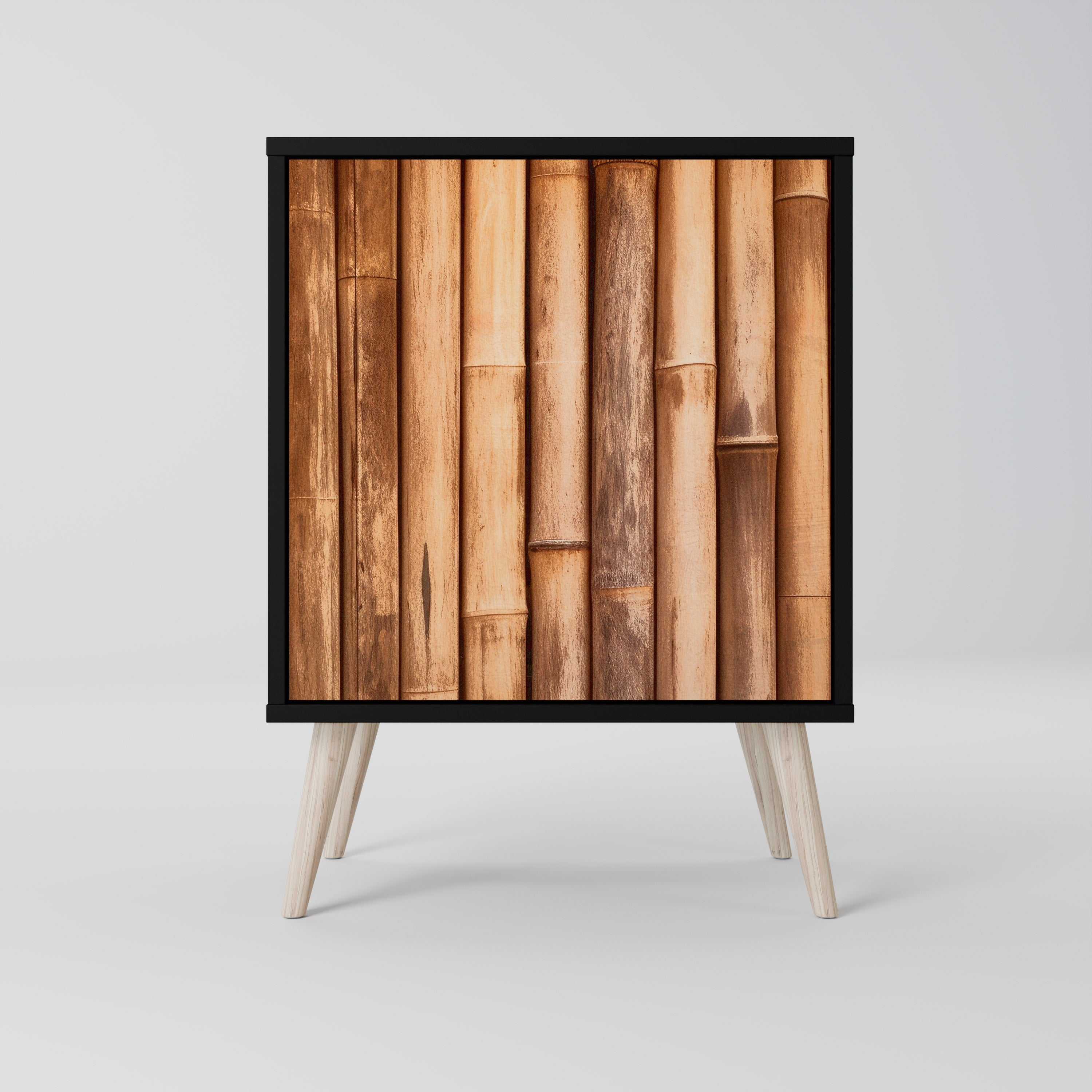 NATURAL WOOD Aparador de 1 Porta em Acabamento Preto