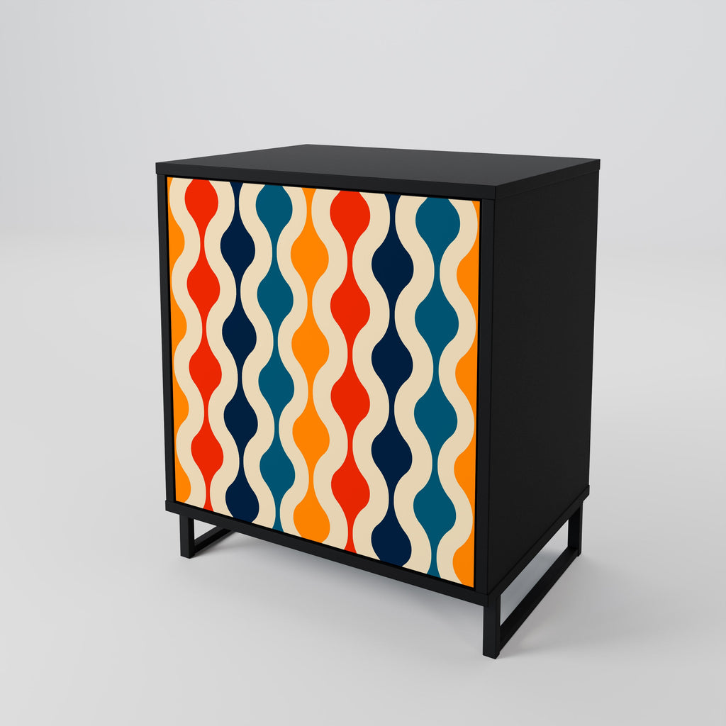 COLORFUL NOSTALGIA 1-Door Sideboard in Black Finish