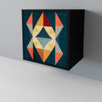 CRACKED ILLUSION Aparador de 1 Porta em Acabamento Preto