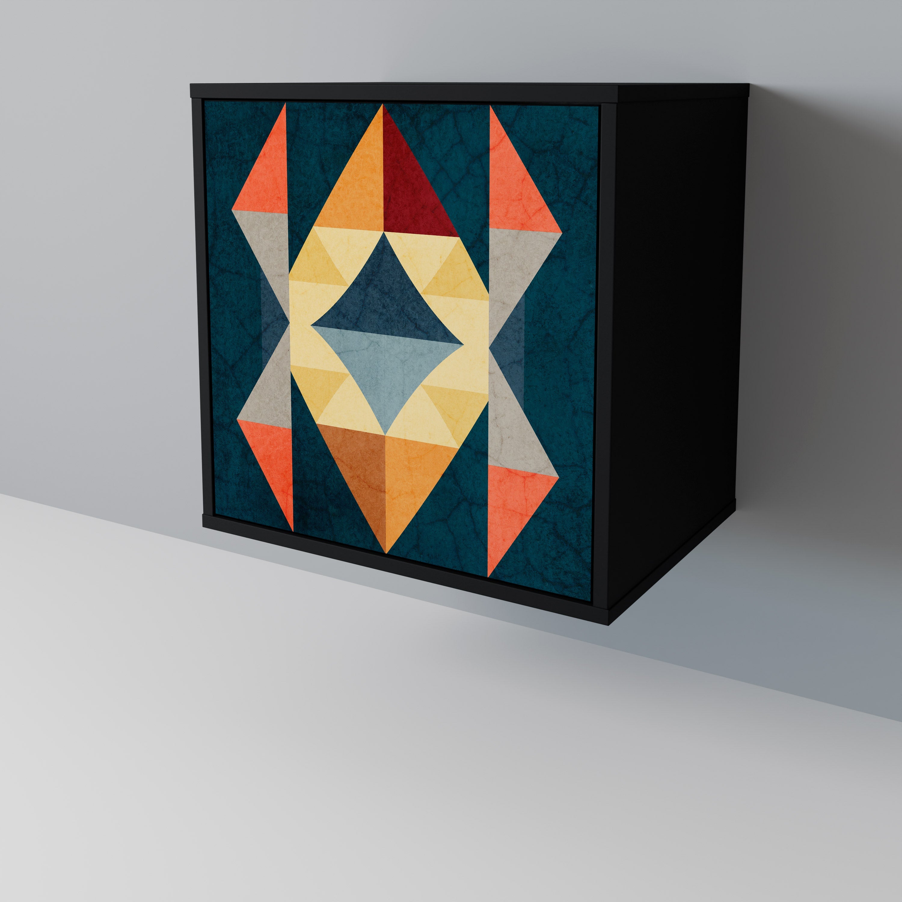 CRACKED ILLUSION Aparador de 1 Porta em Acabamento Preto