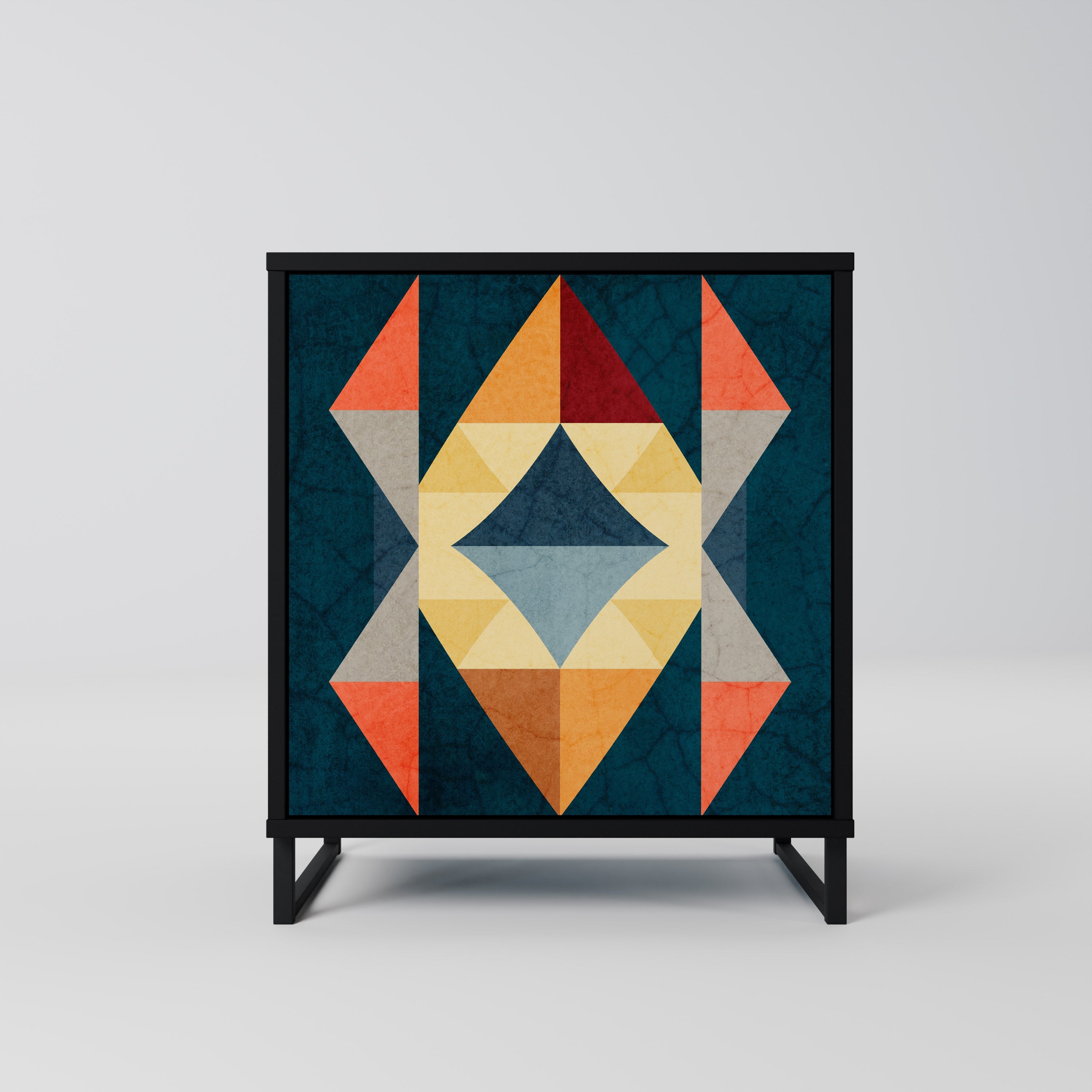 CRACKED ILLUSION Aparador de 1 Porta em Acabamento Preto