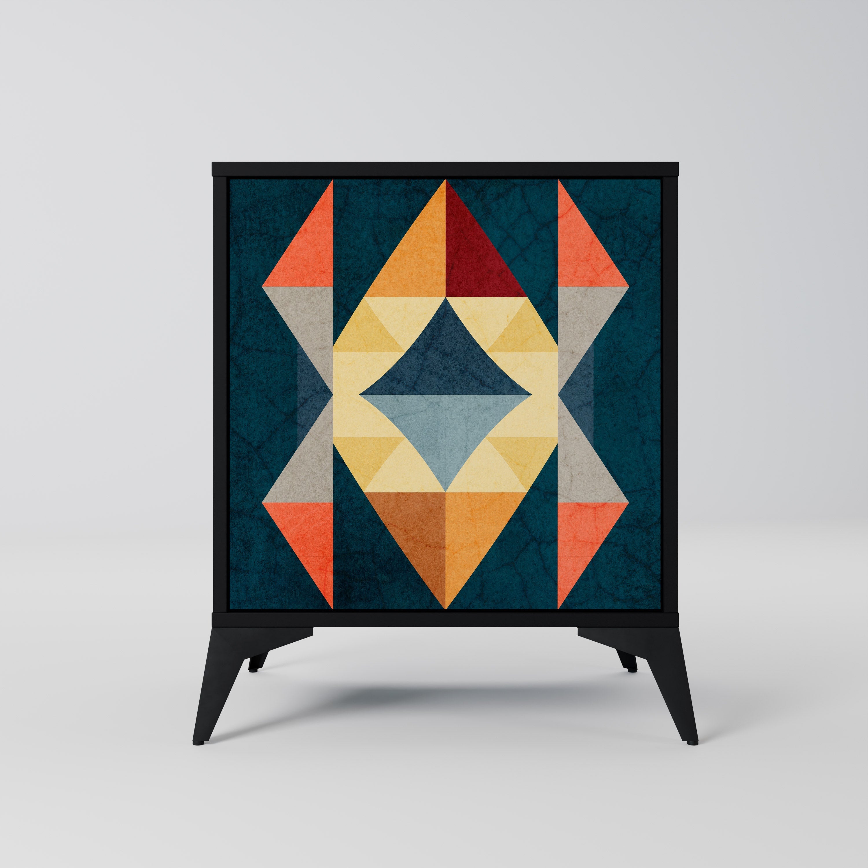 CRACKED ILLUSION Aparador de 1 Porta em Acabamento Preto