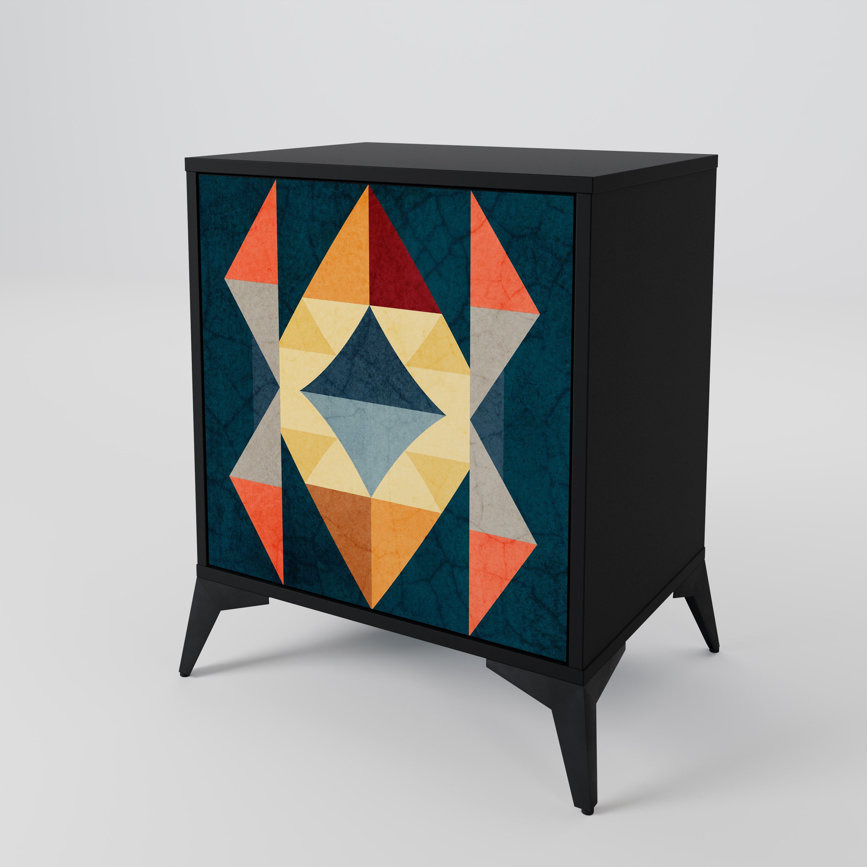 CRACKED ILLUSION Aparador de 1 Porta em Acabamento Preto