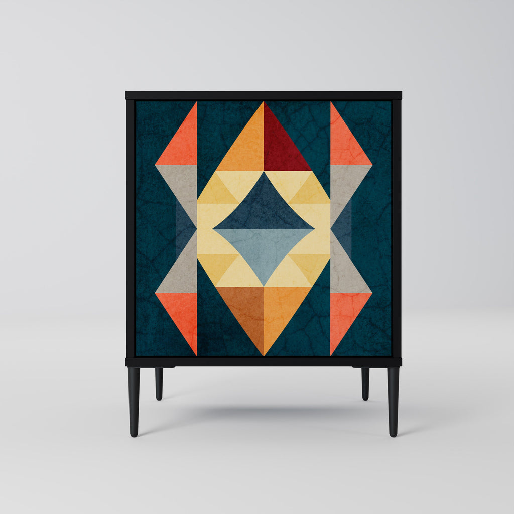 CRACKED ILLUSION Aparador de 1 Porta em Acabamento Preto