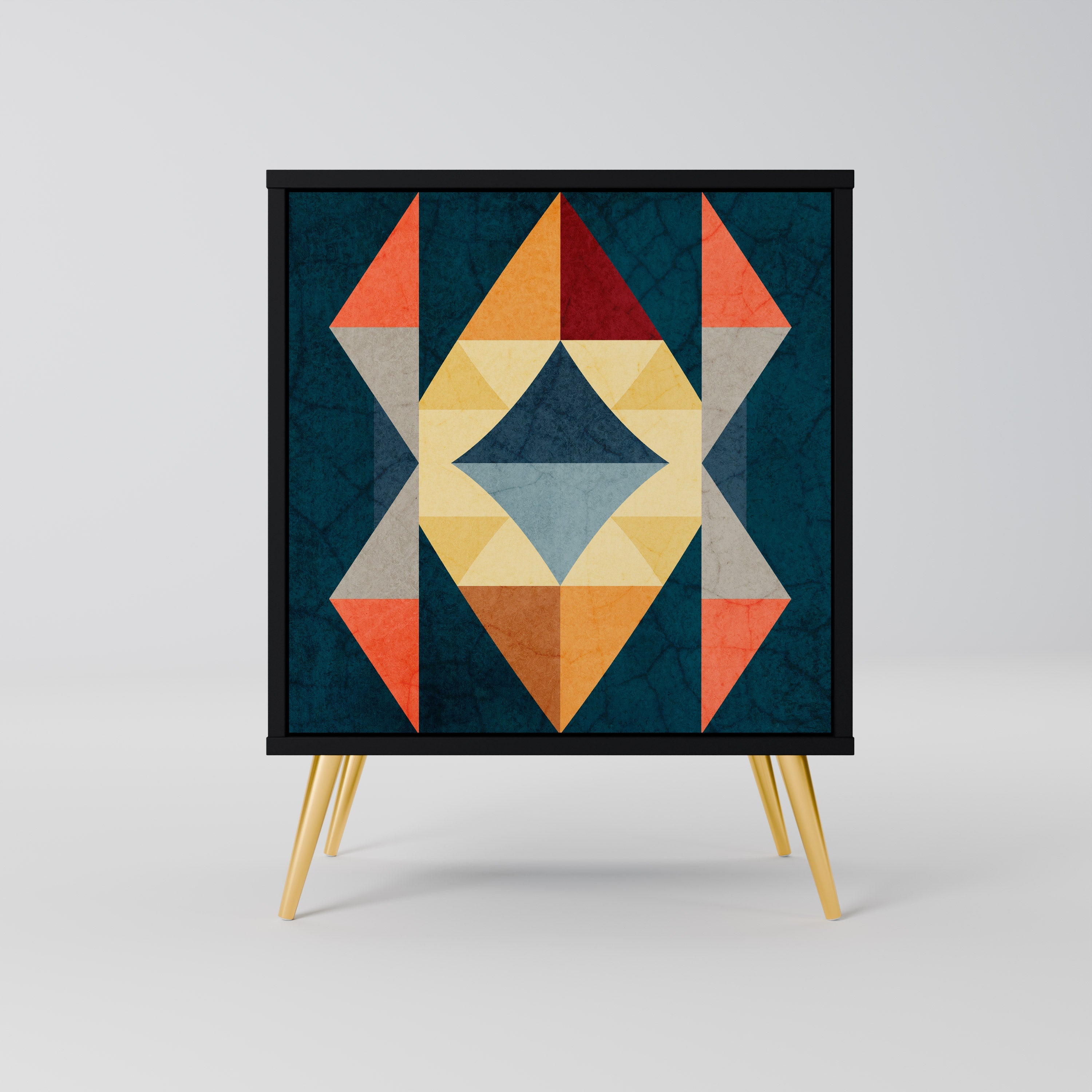 CRACKED ILLUSION Aparador de 1 Porta em Acabamento Preto