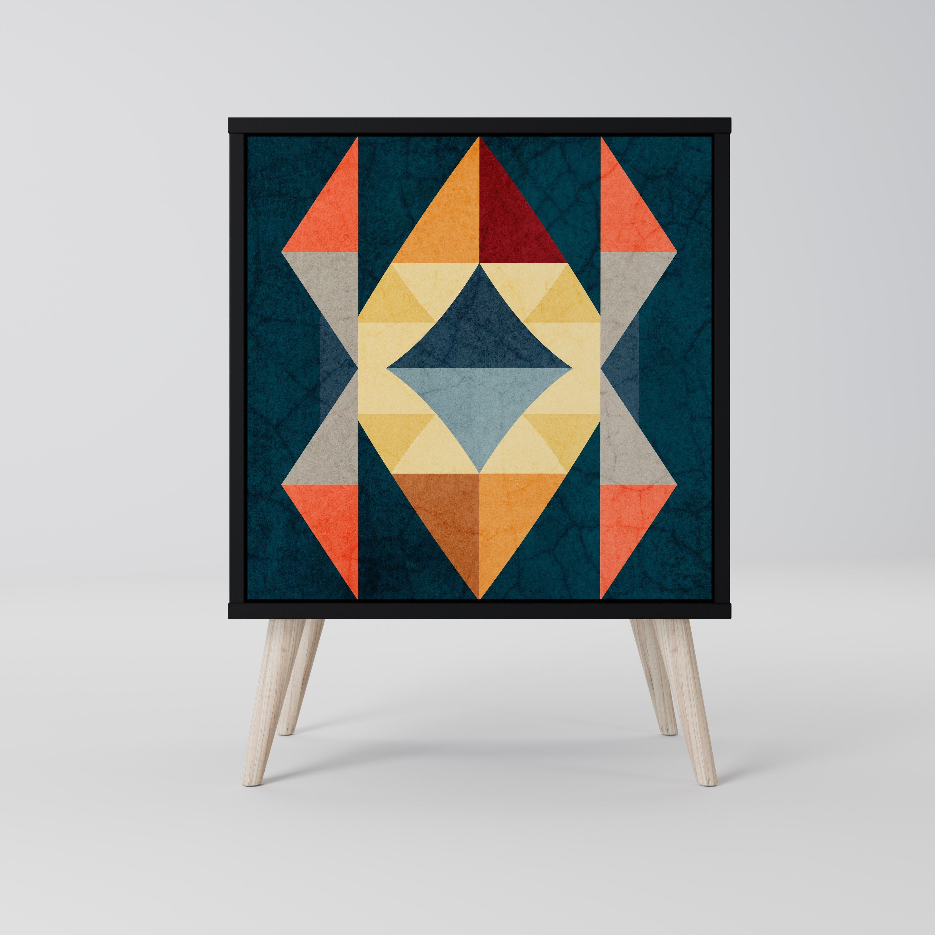 CRACKED ILLUSION Aparador de 1 Porta em Acabamento Preto