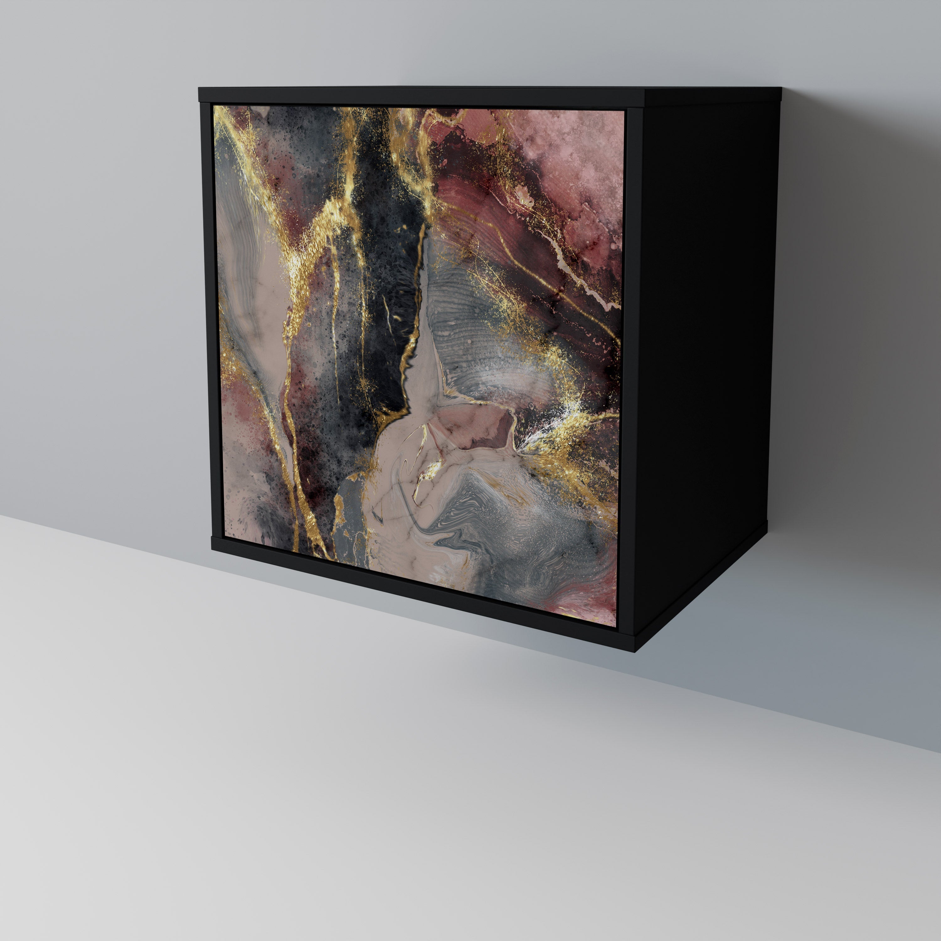 GOLDEN TIDES Aparador de 1 Porta em Acabamento Preto