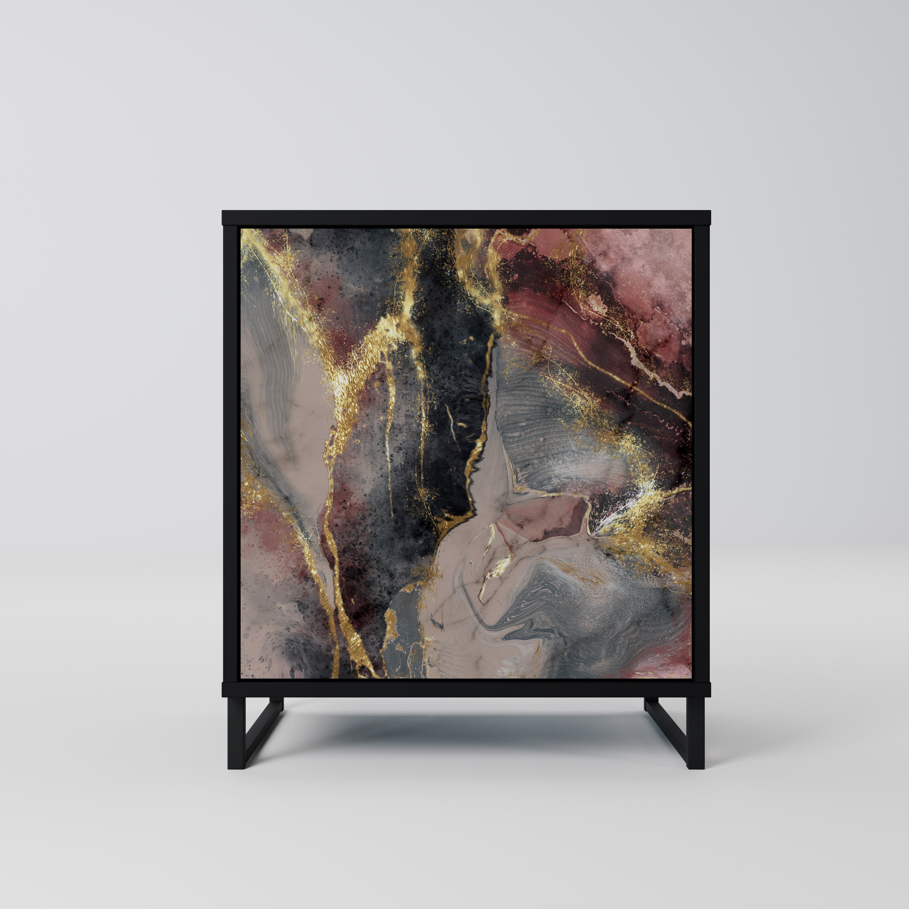 GOLDEN TIDES Aparador de 1 Porta em Acabamento Preto