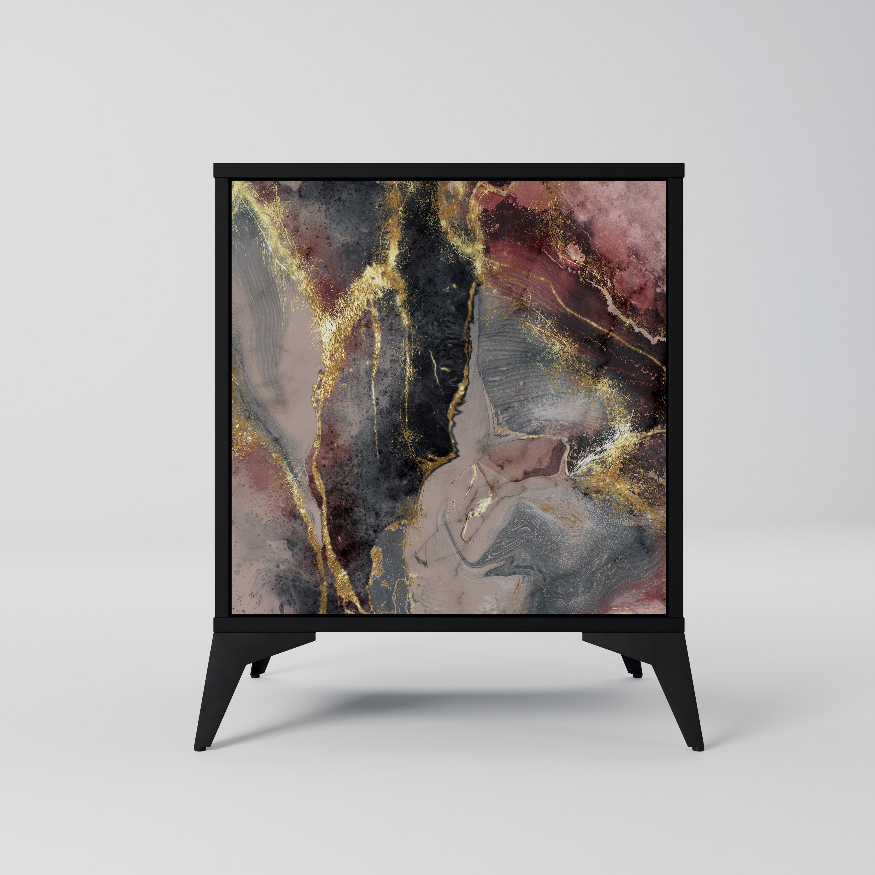 GOLDEN TIDES Aparador de 1 Porta em Acabamento Preto