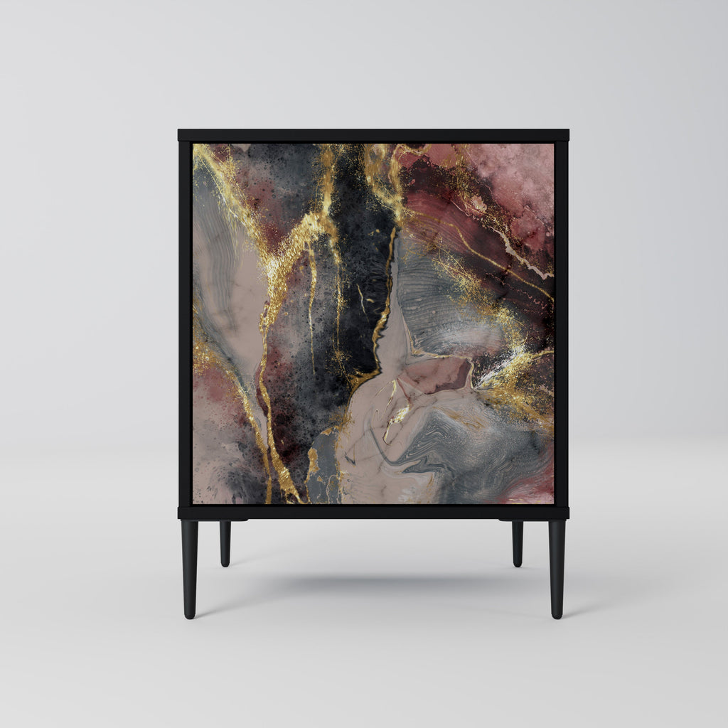 GOLDEN TIDES Aparador de 1 Porta em Acabamento Preto