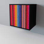 ETHNIC MEXICAN Aparador de 1 Porta em Acabamento Preto