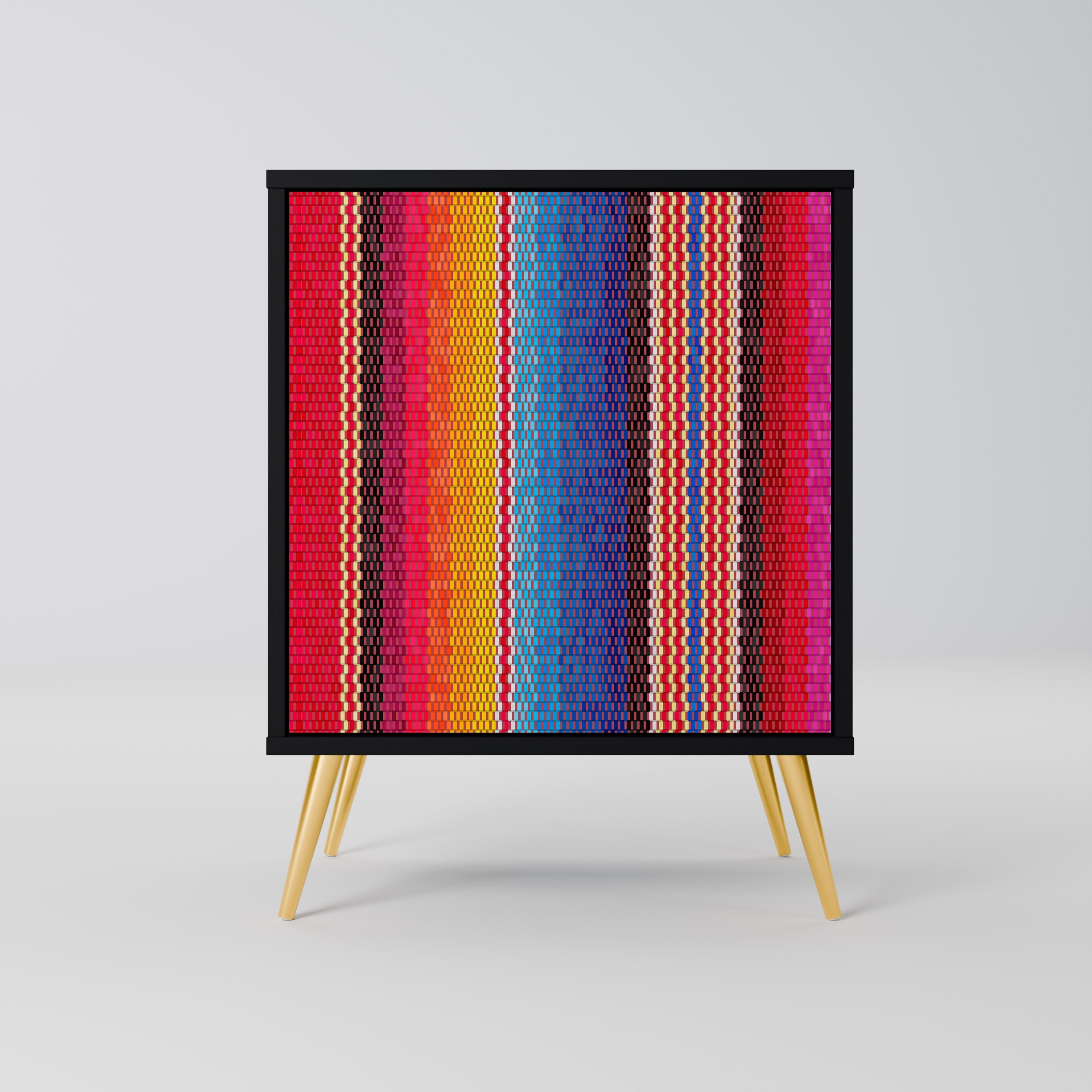 ETHNIC MEXICAN Aparador de 1 Porta em Acabamento Preto