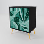 HARMONIC GRID Aparador de 1 Porta em Acabamento Preto