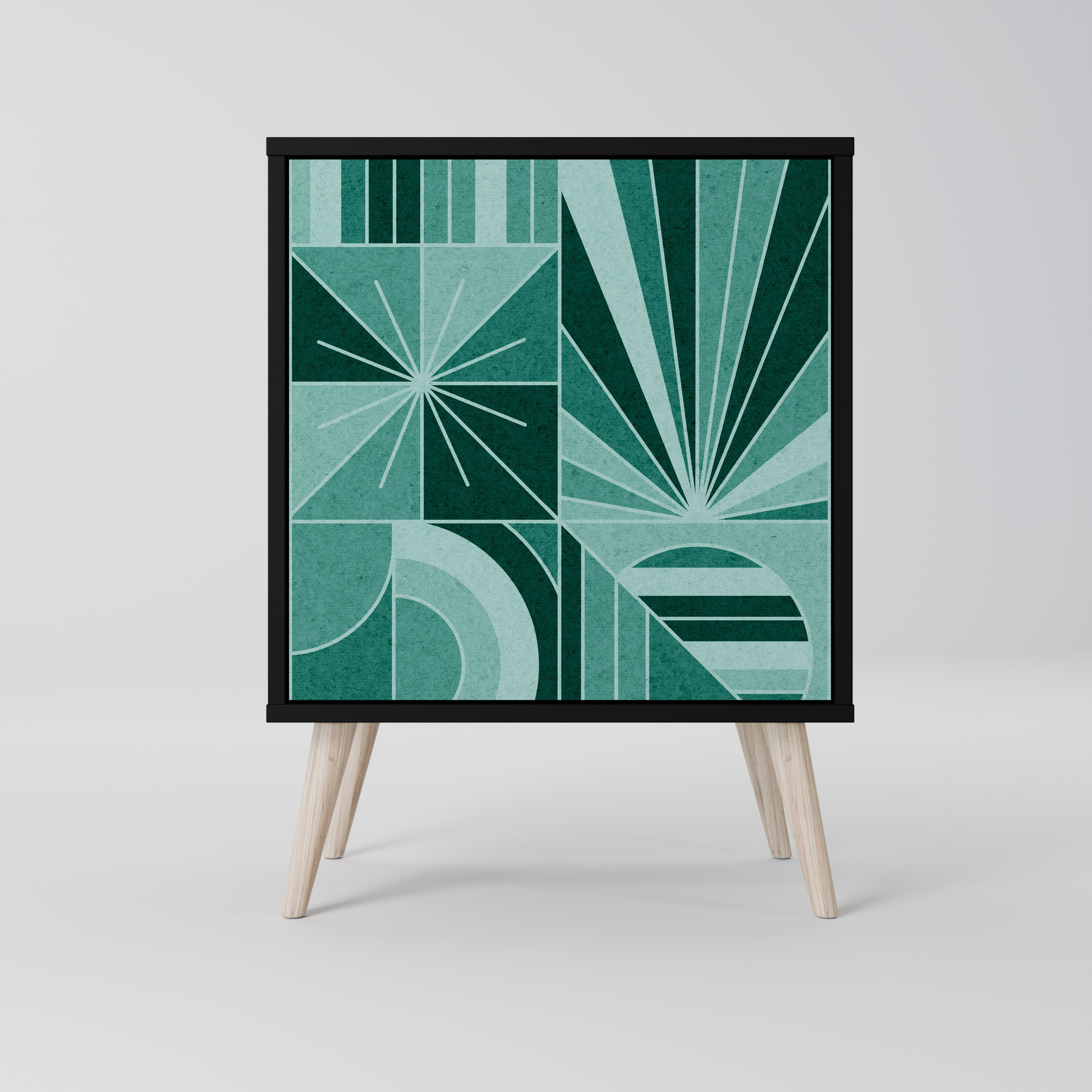 HARMONIC GRID Aparador de 1 Porta em Acabamento Preto