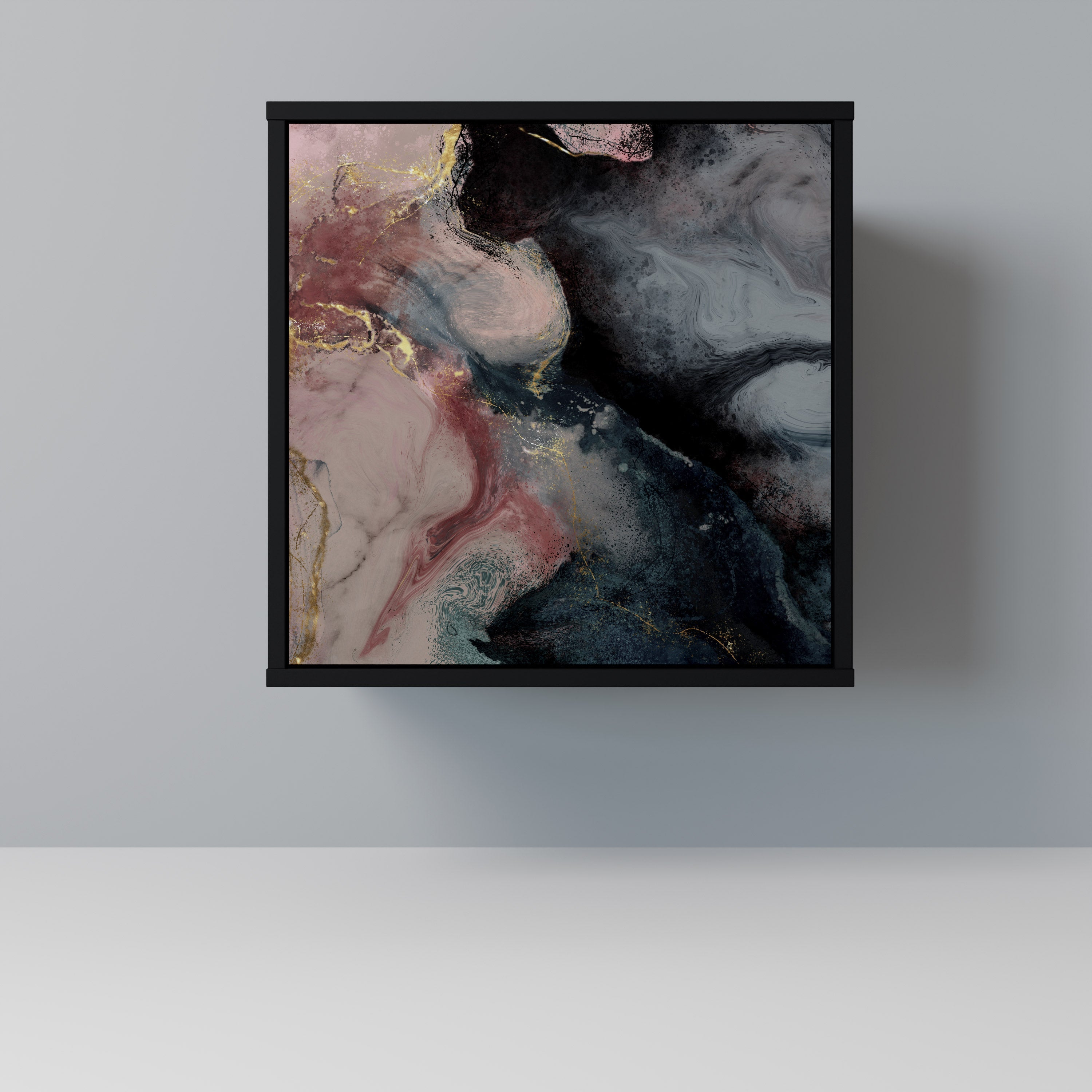 GILDED SWIRLS Aparador de 1 Porta em Acabamento Preto