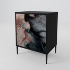 GILDED SWIRLS 1-Door Sideboard in Black Finish
