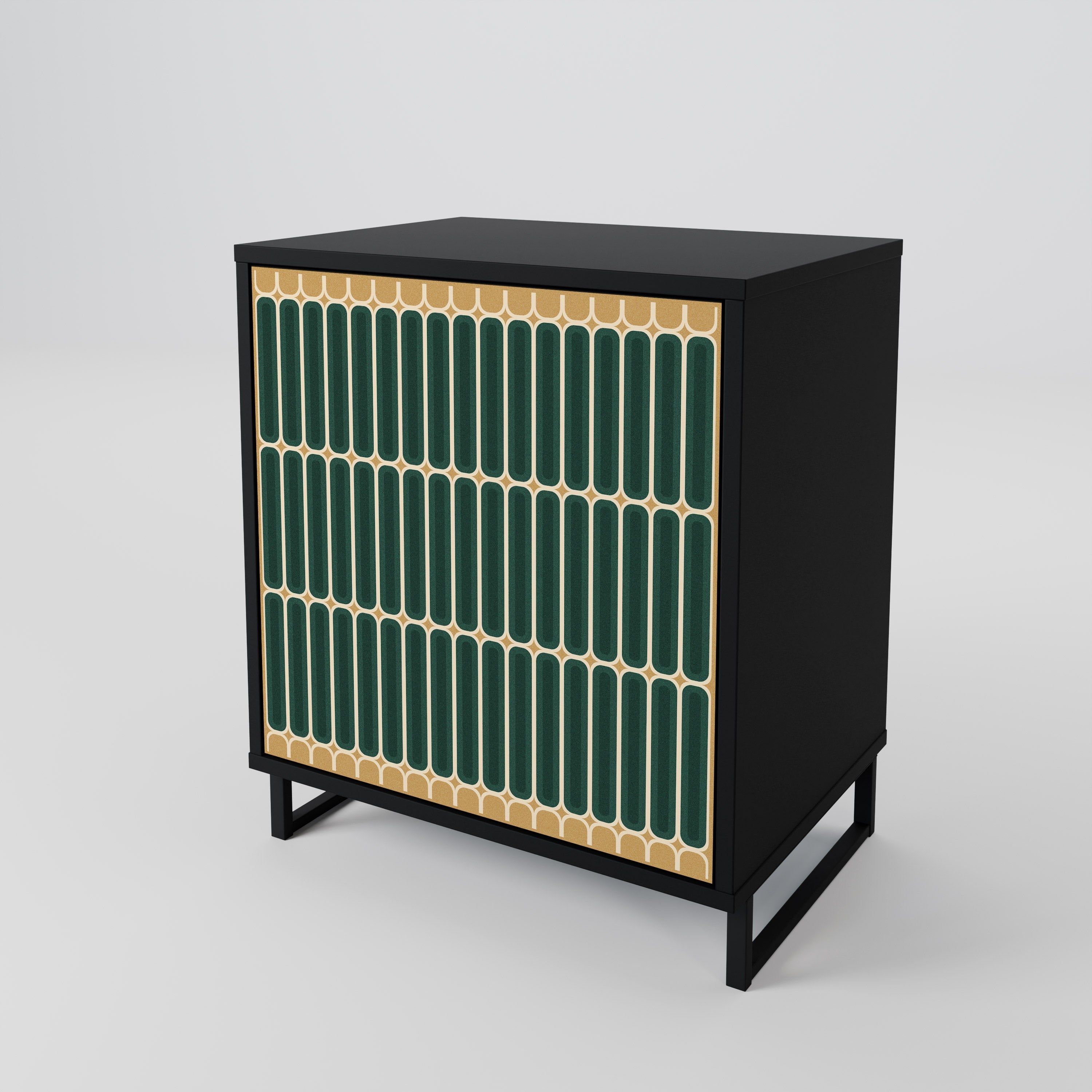 ILUSION GATE Aparador de 1 Porta em Acabamento Preto