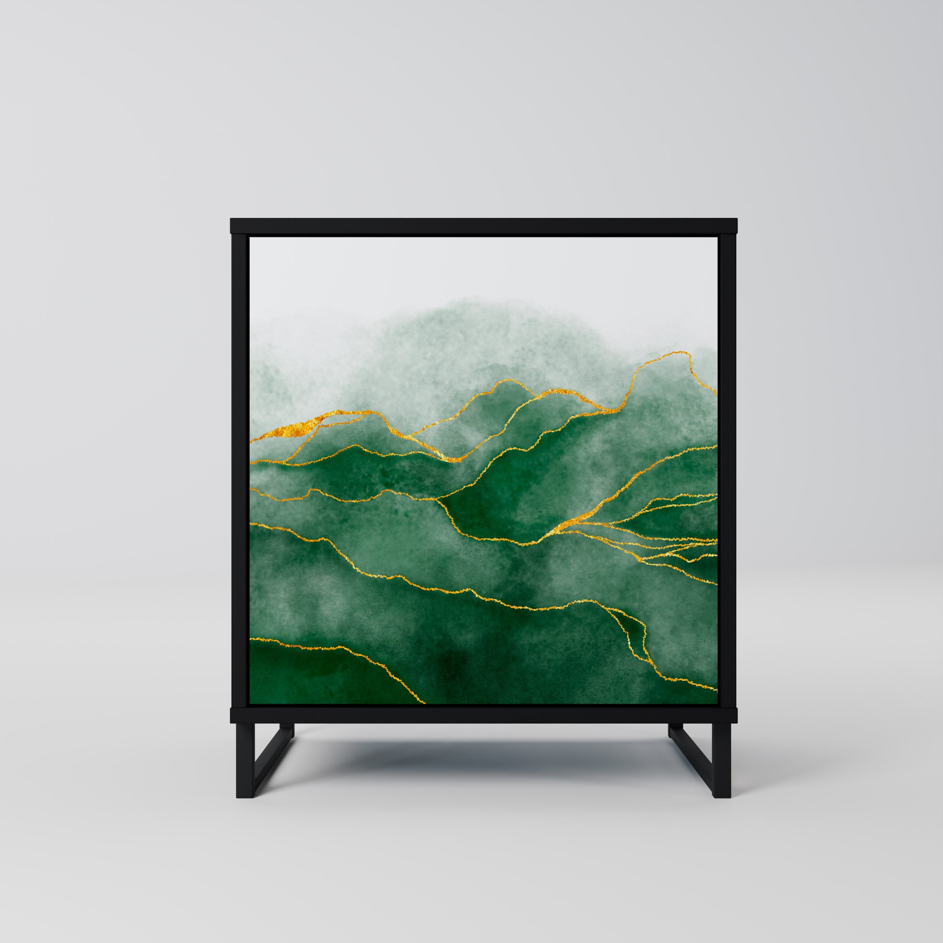 EXPENSIVE NATURE Aparador de 1 Porta em Acabamento Preto