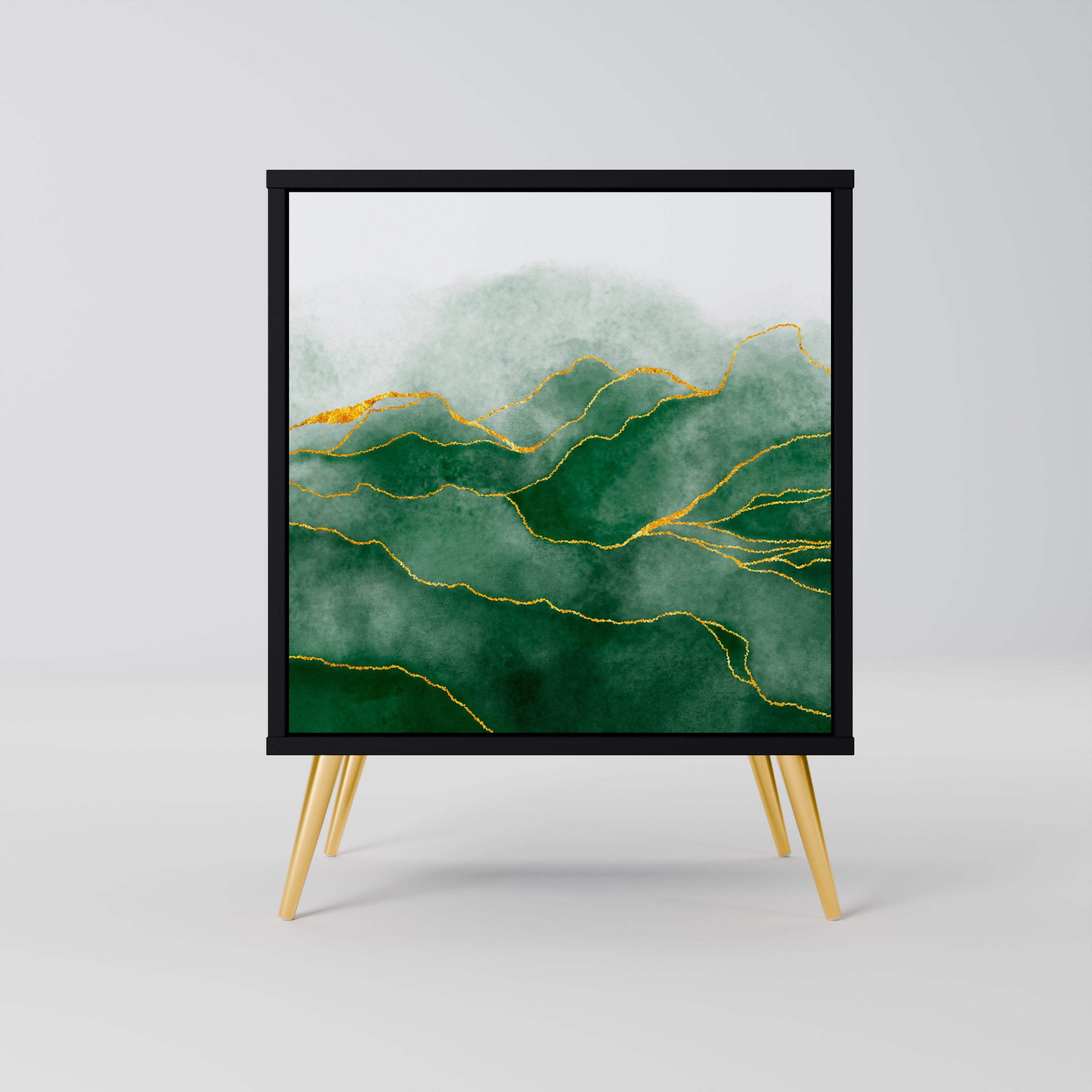 EXPENSIVE NATURE Aparador de 1 Porta em Acabamento Preto