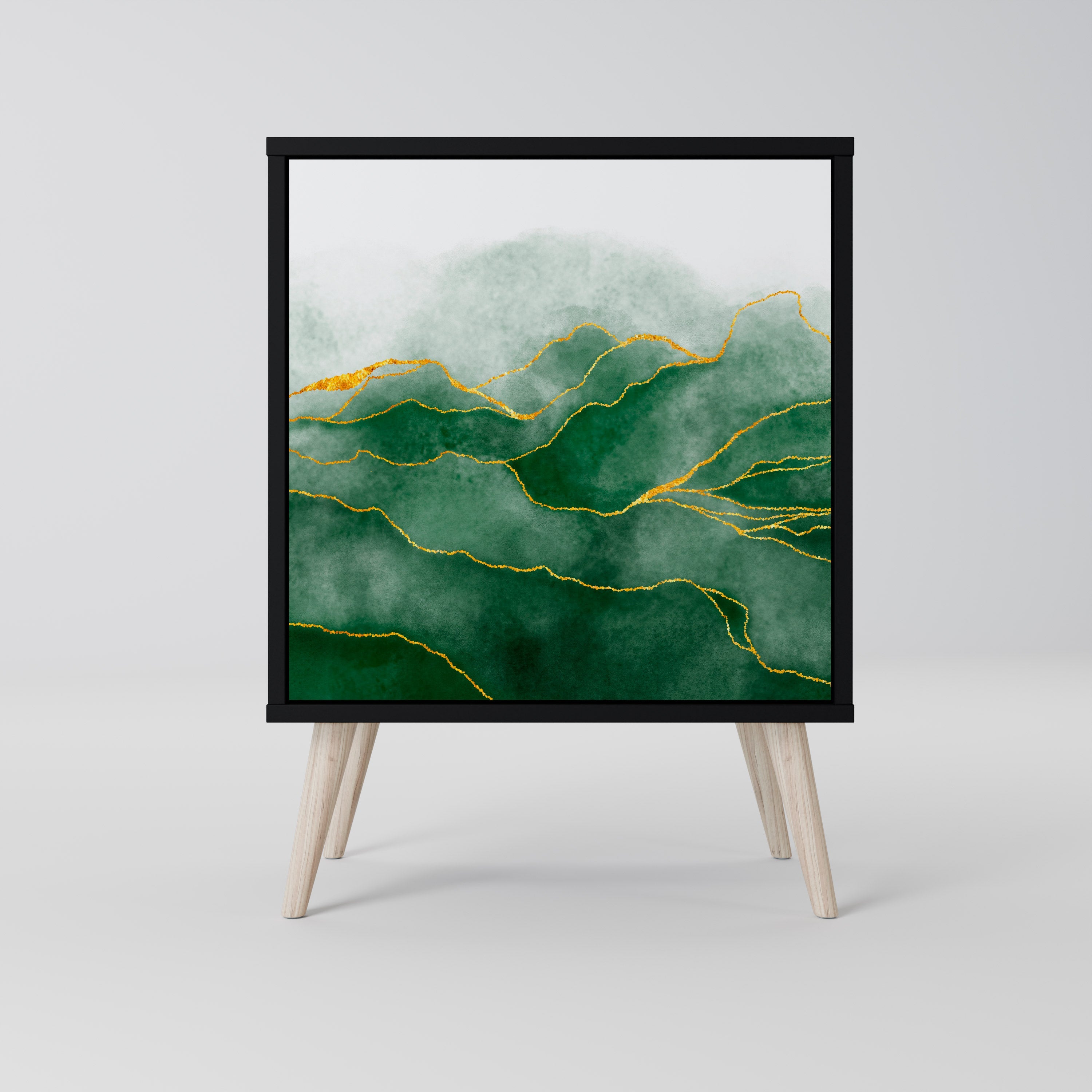 EXPENSIVE NATURE Aparador de 1 Porta em Acabamento Preto