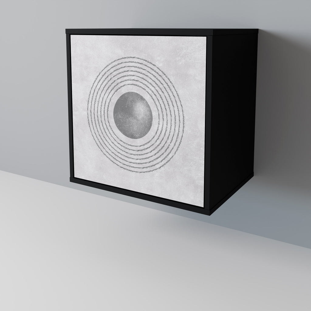 SOLID CIRCLES Aparador de 1 Porta em Acabamento Preto