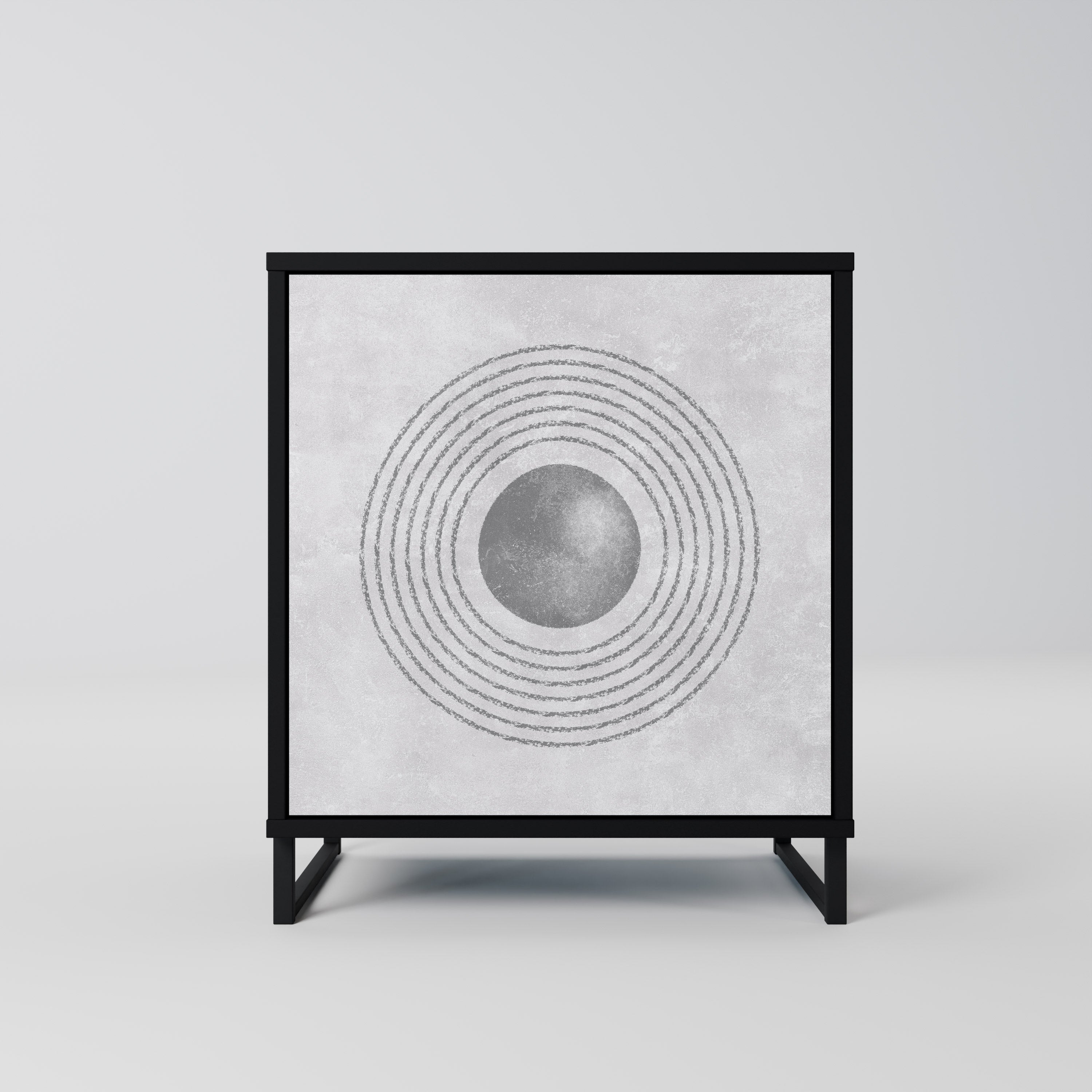 SOLID CIRCLES Aparador de 1 Porta em Acabamento Preto