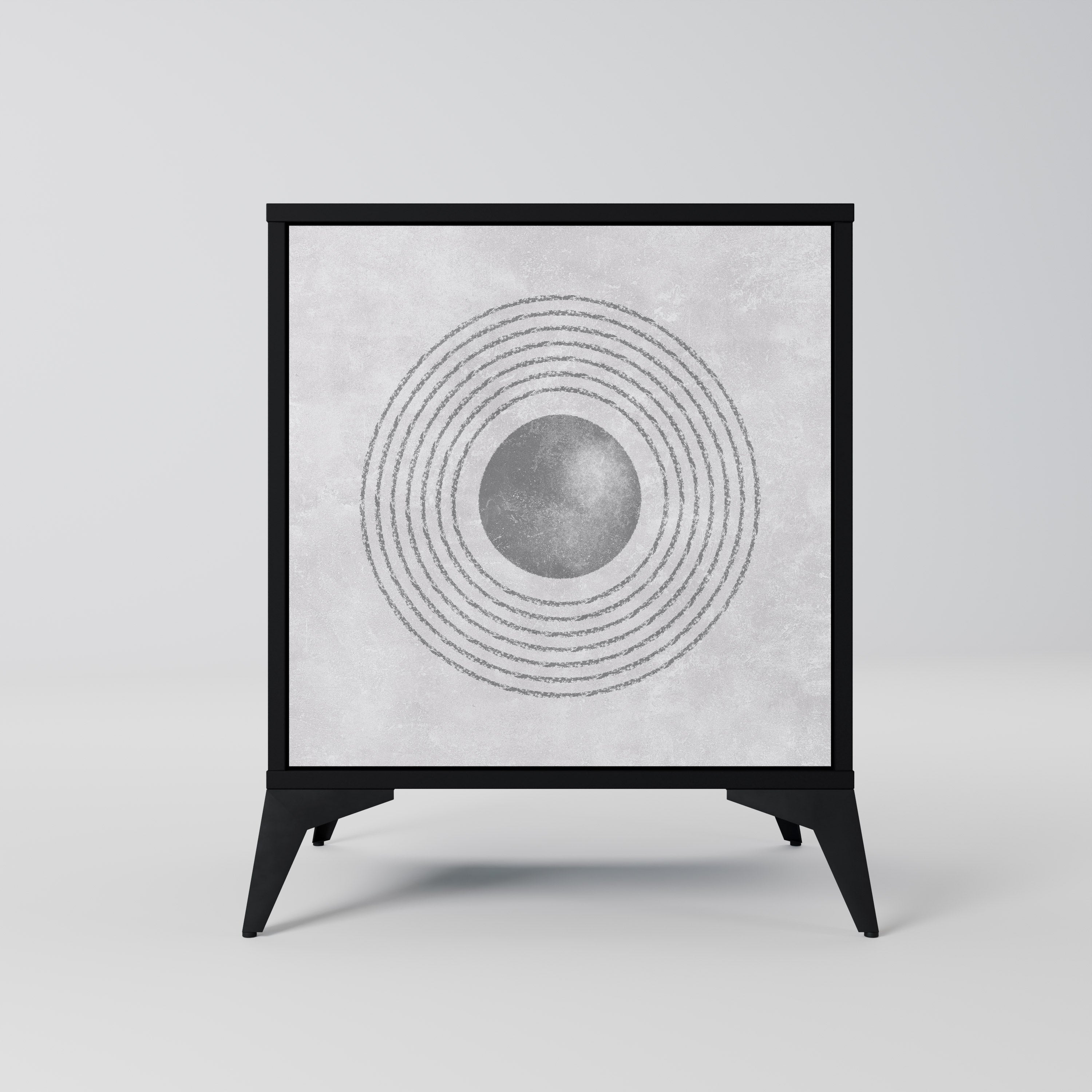 SOLID CIRCLES Aparador de 1 Porta em Acabamento Preto