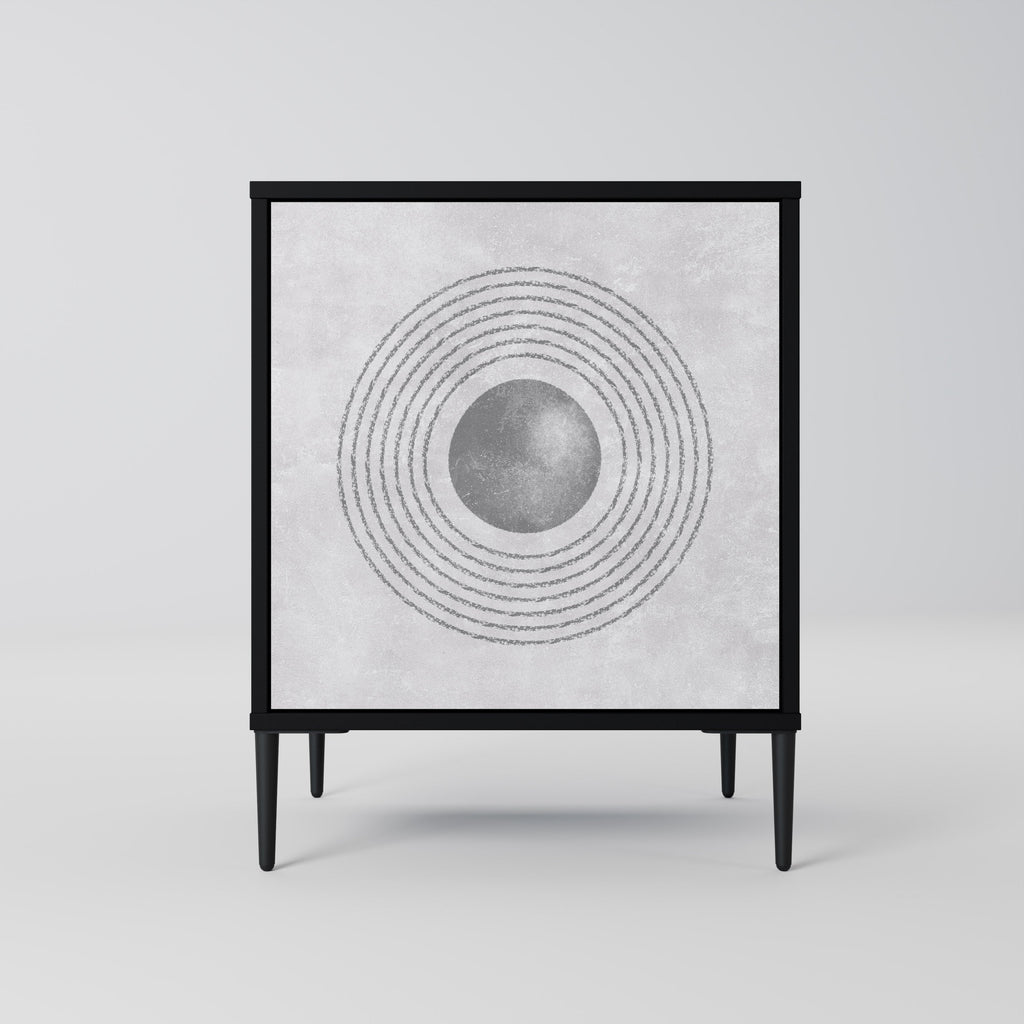 SOLID CIRCLES Aparador de 1 Porta em Acabamento Preto