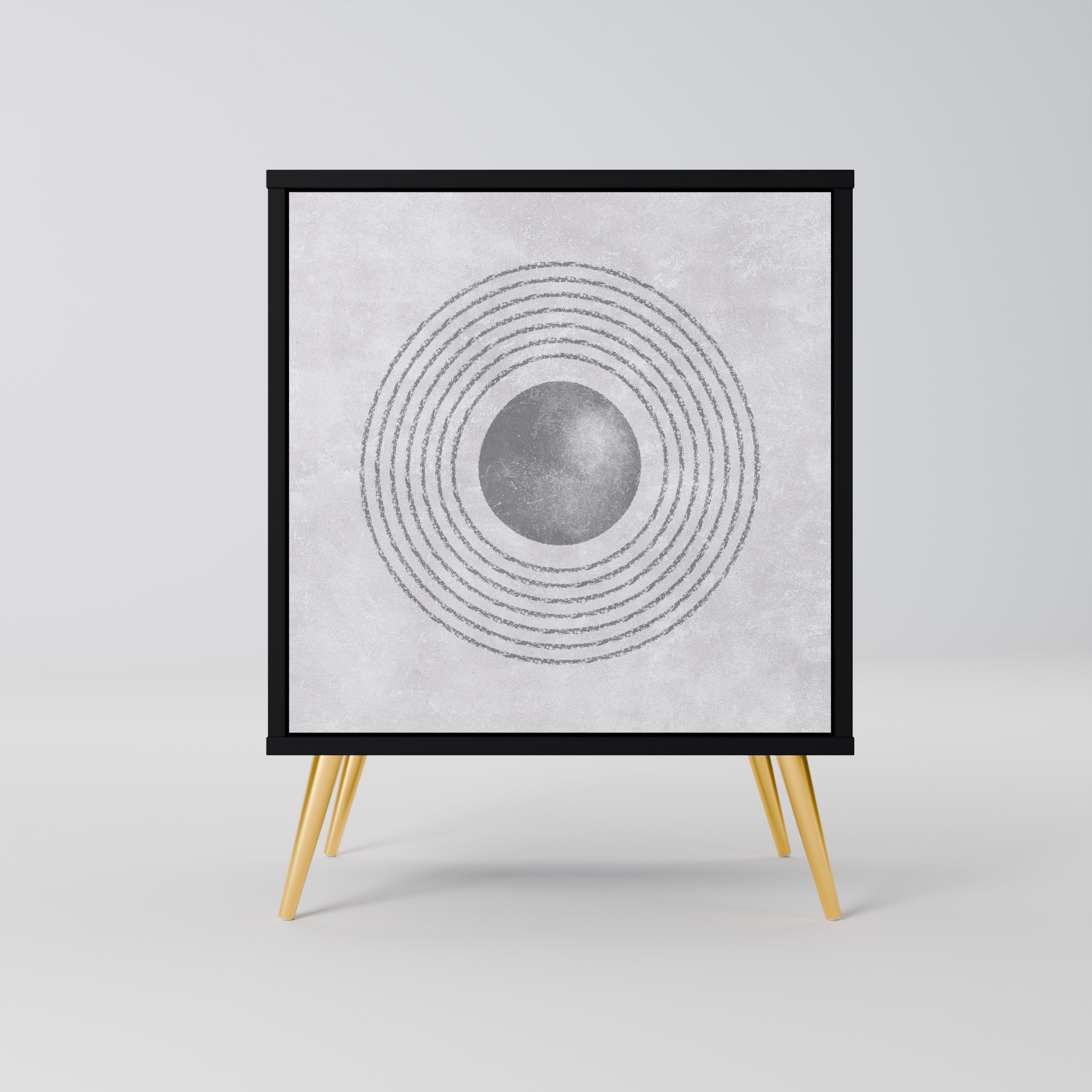 SOLID CIRCLES Aparador de 1 Porta em Acabamento Preto