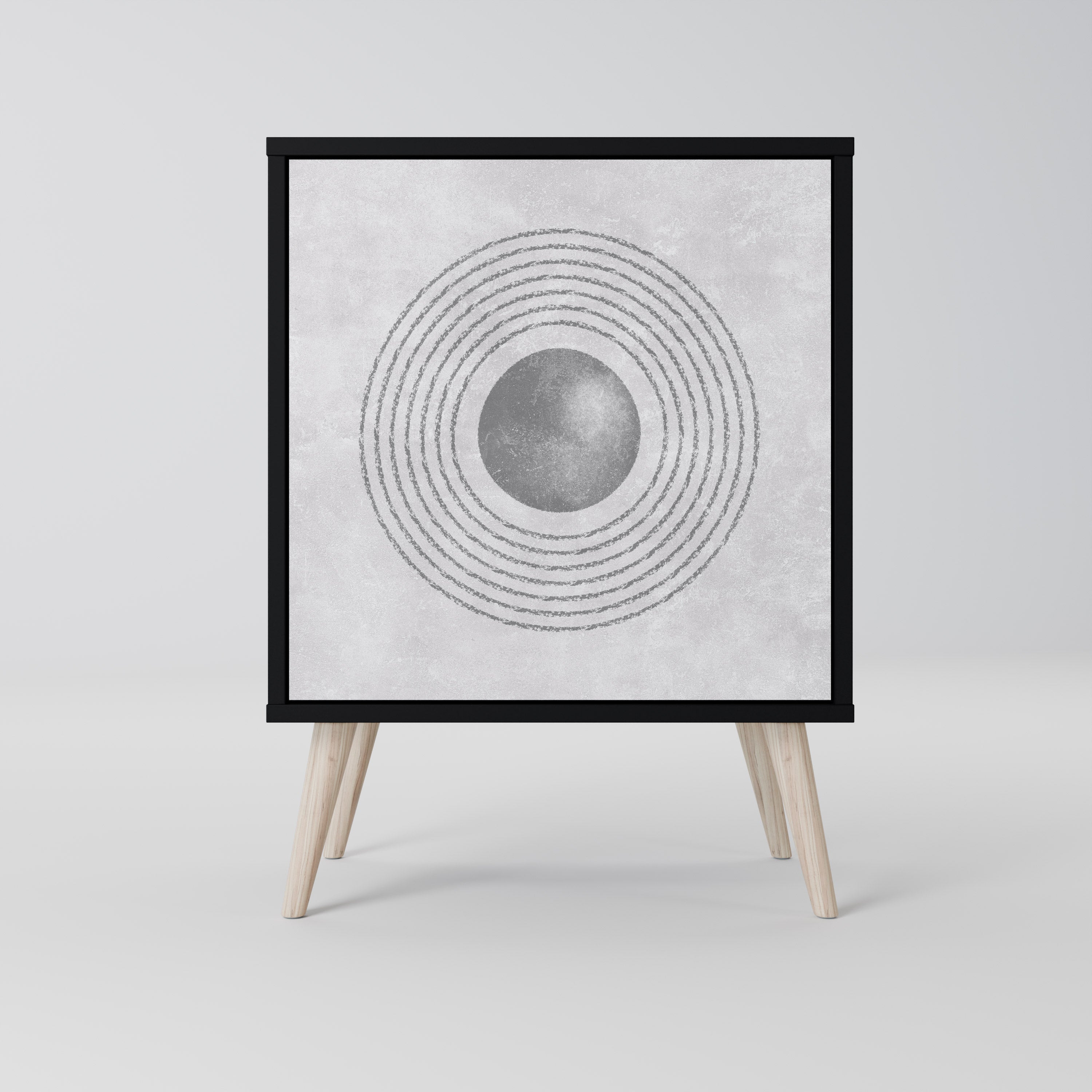 SOLID CIRCLES Aparador de 1 Porta em Acabamento Preto