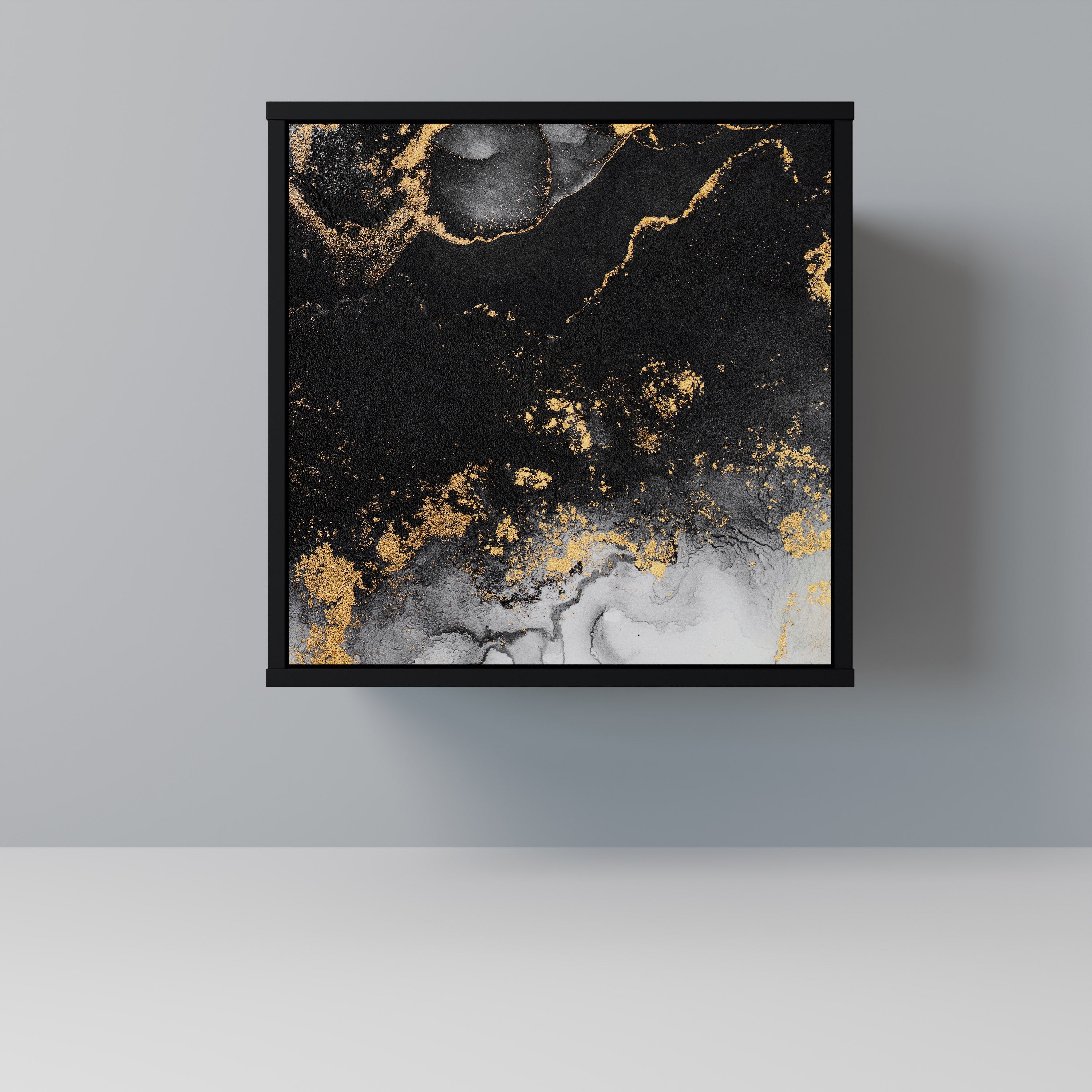 MARBLE OF TOMMORROW Aparador de 1 Porta em Acabamento Preto