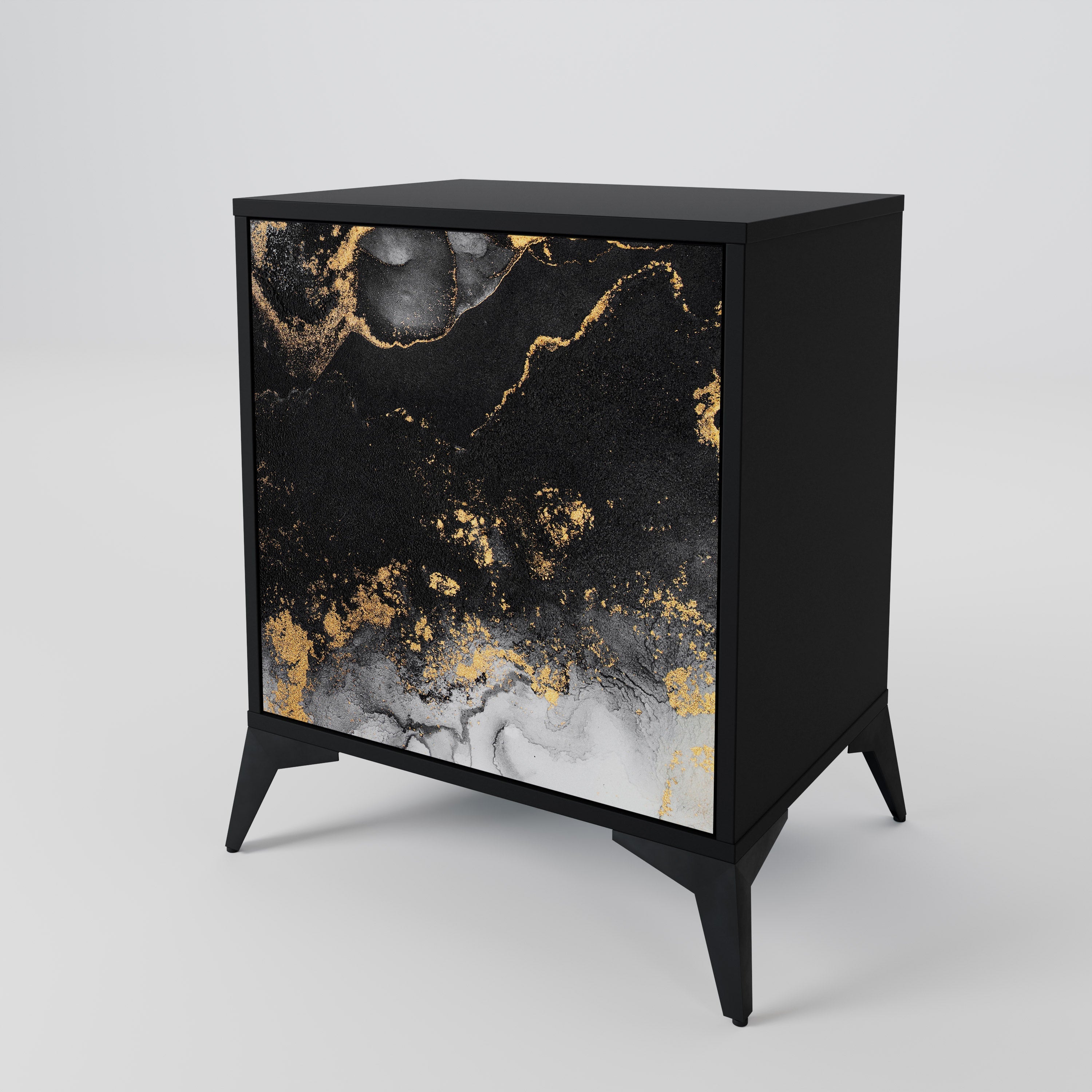 MARBLE OF TOMMORROW Aparador de 1 Porta em Acabamento Preto