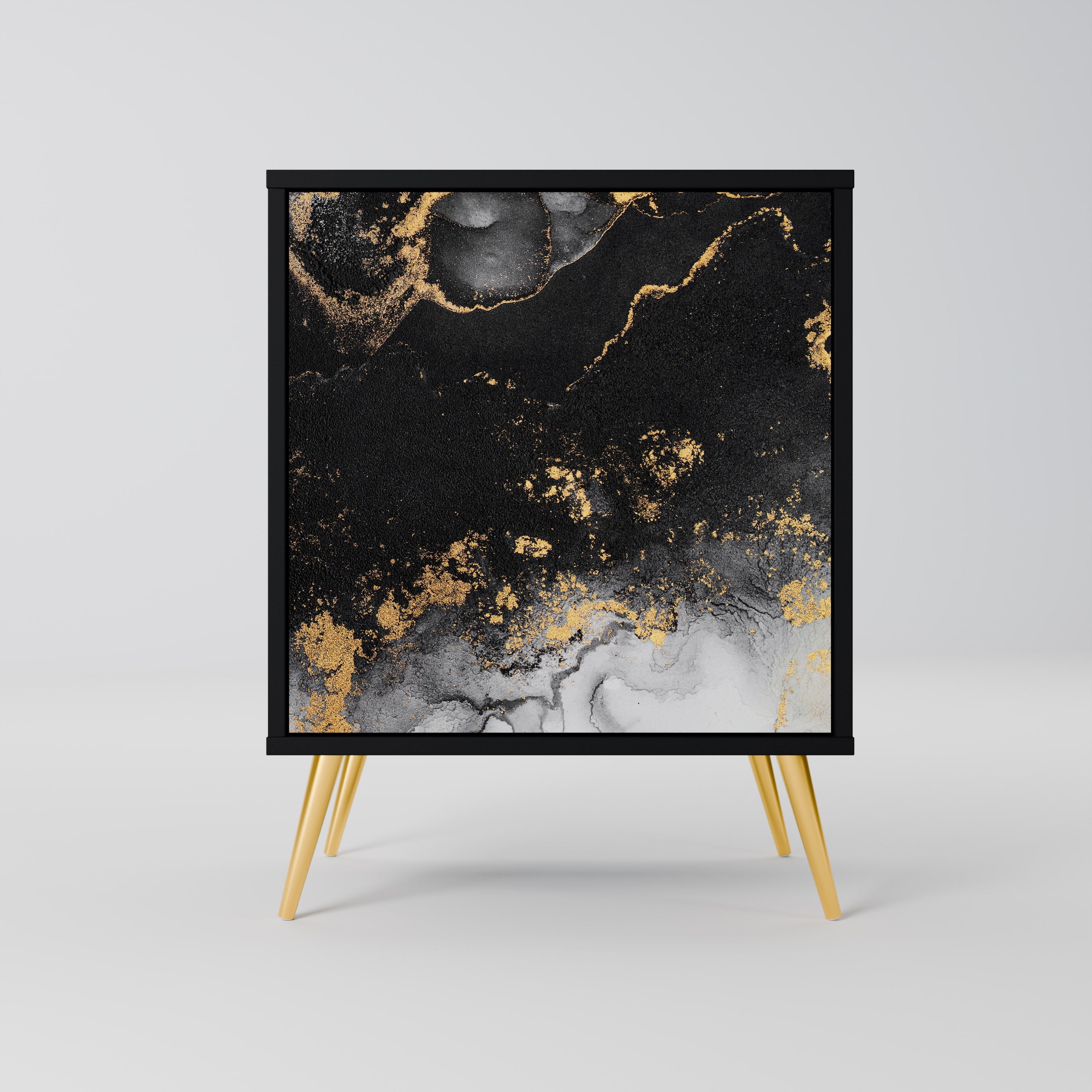 MARBLE OF TOMMORROW Aparador de 1 Porta em Acabamento Preto