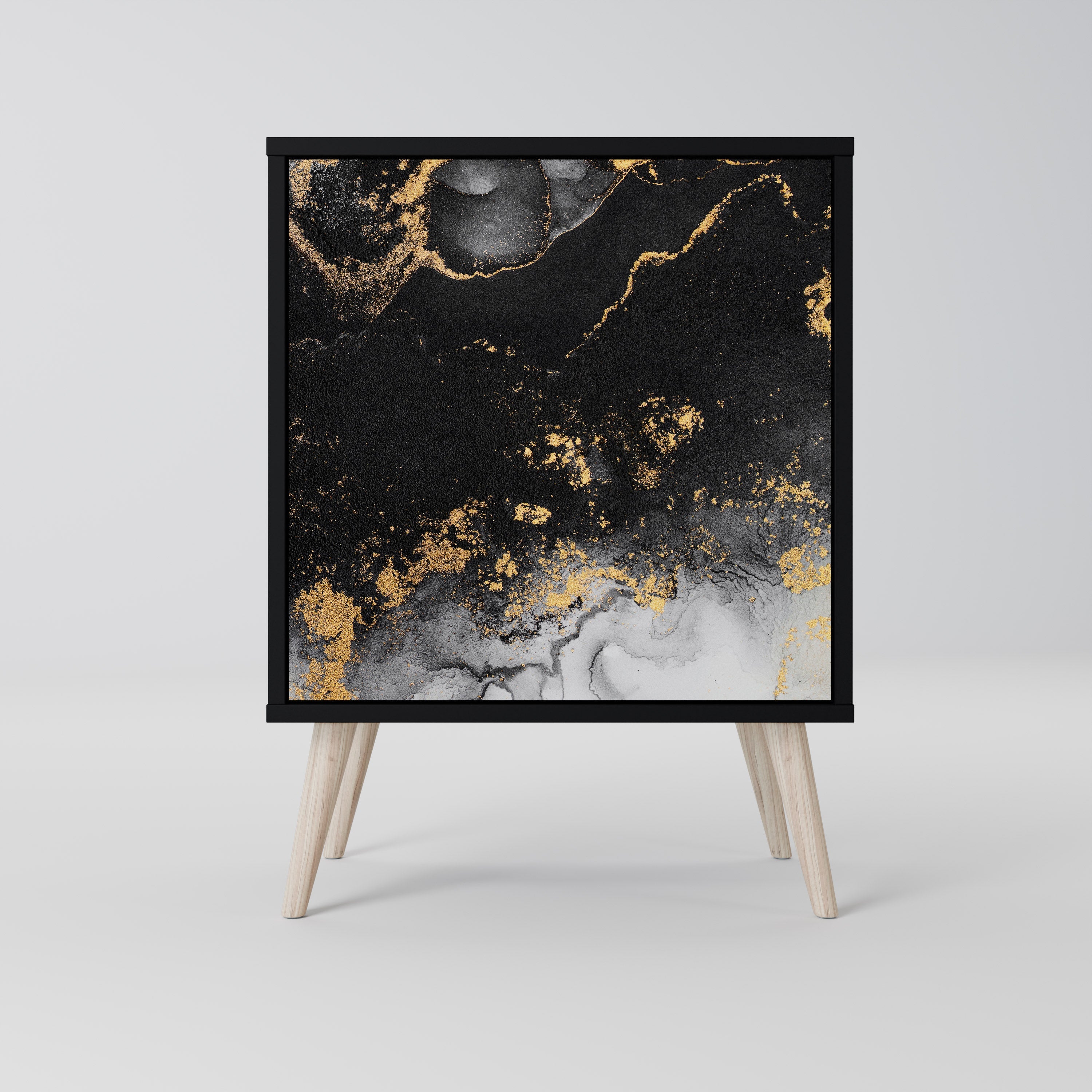 MARBLE OF TOMMORROW Aparador de 1 Porta em Acabamento Preto