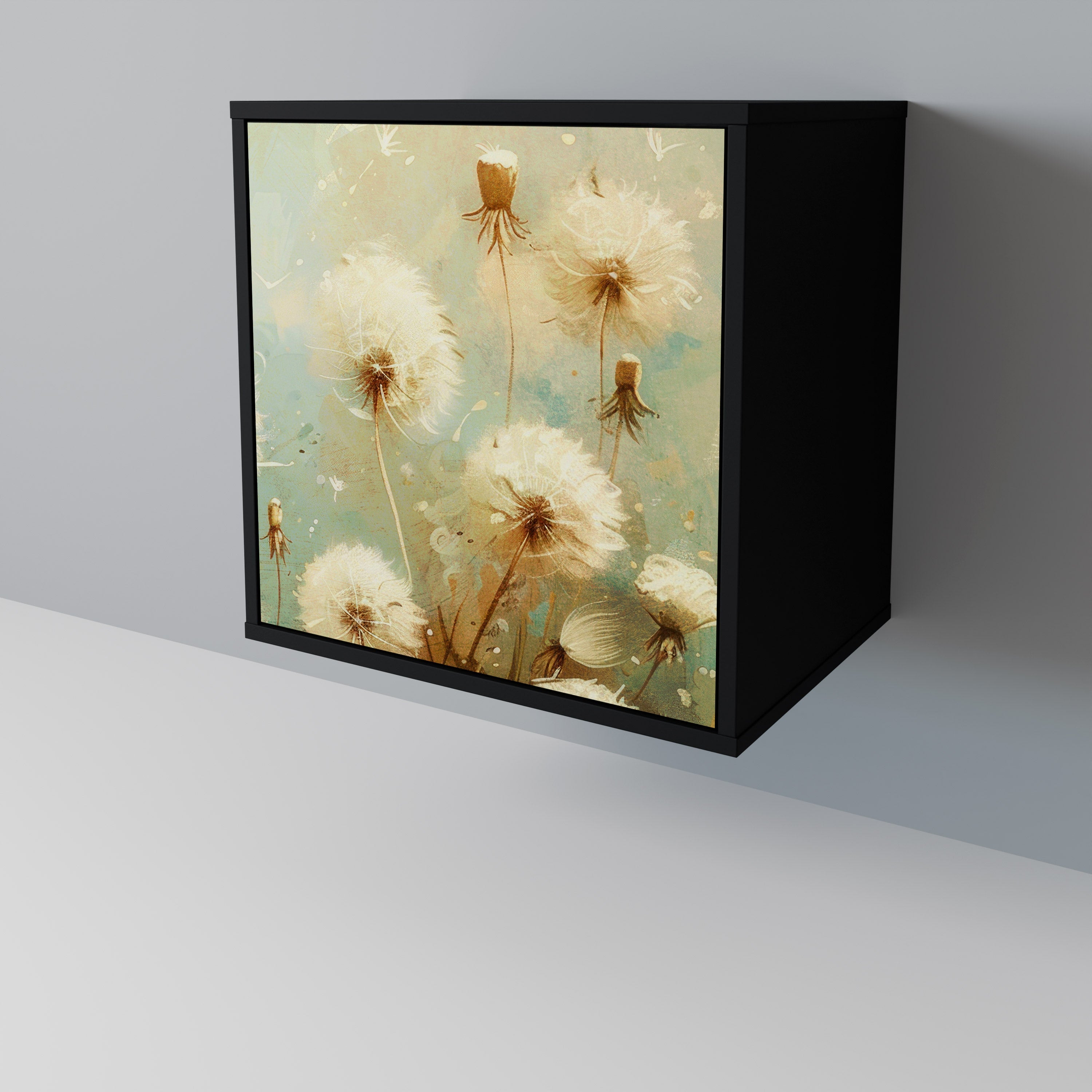 DREAMY MEADOW Aparador de 1 Porta em Acabamento Preto