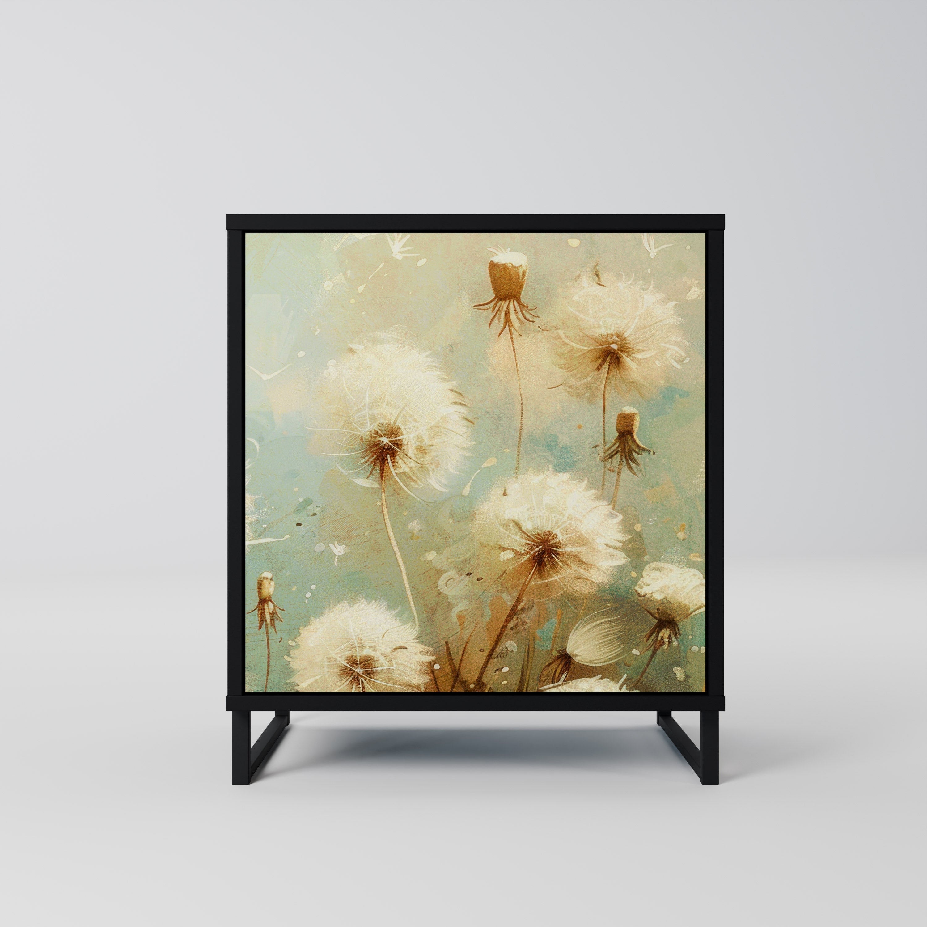 DREAMY MEADOW Aparador de 1 Porta em Acabamento Preto