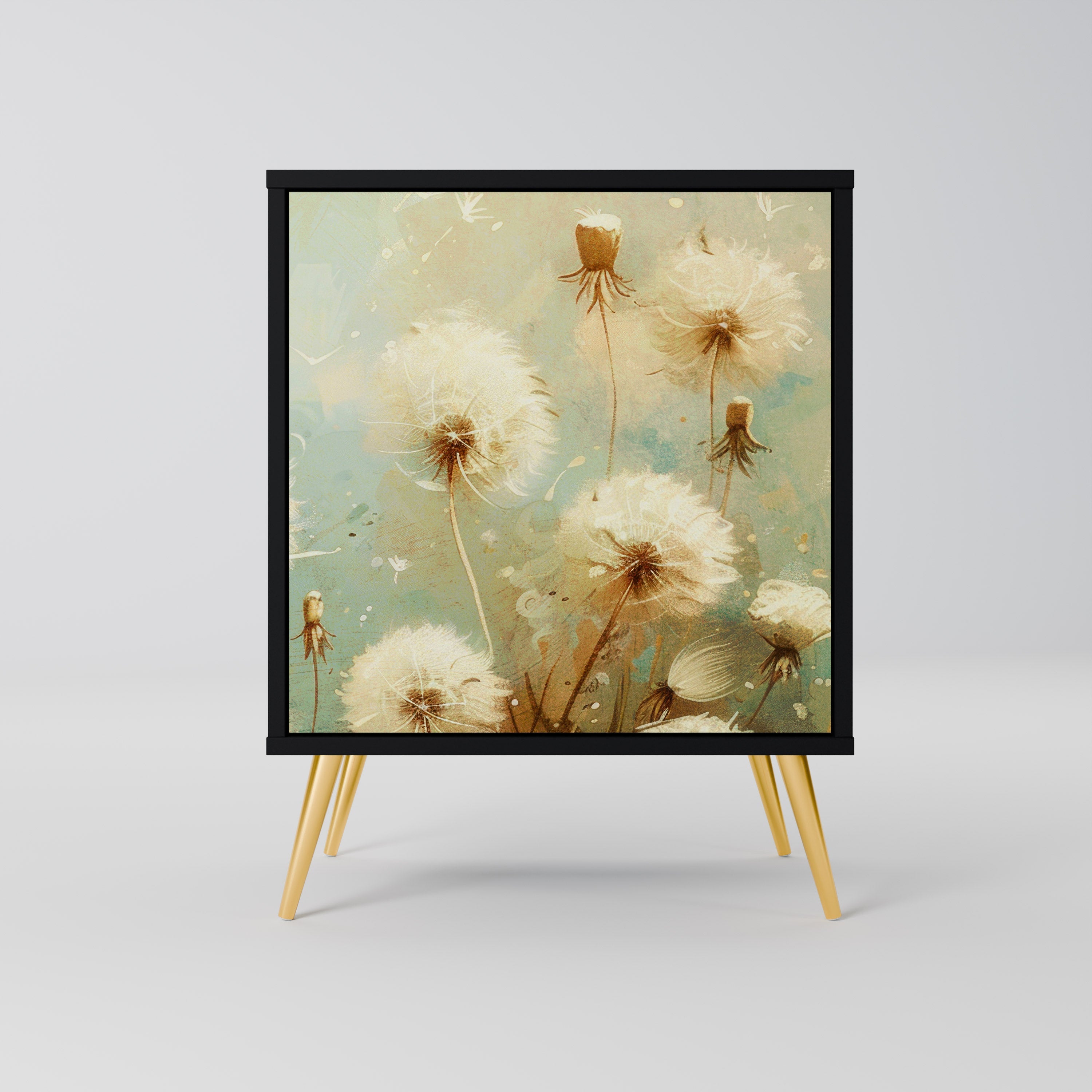 DREAMY MEADOW Aparador de 1 Porta em Acabamento Preto