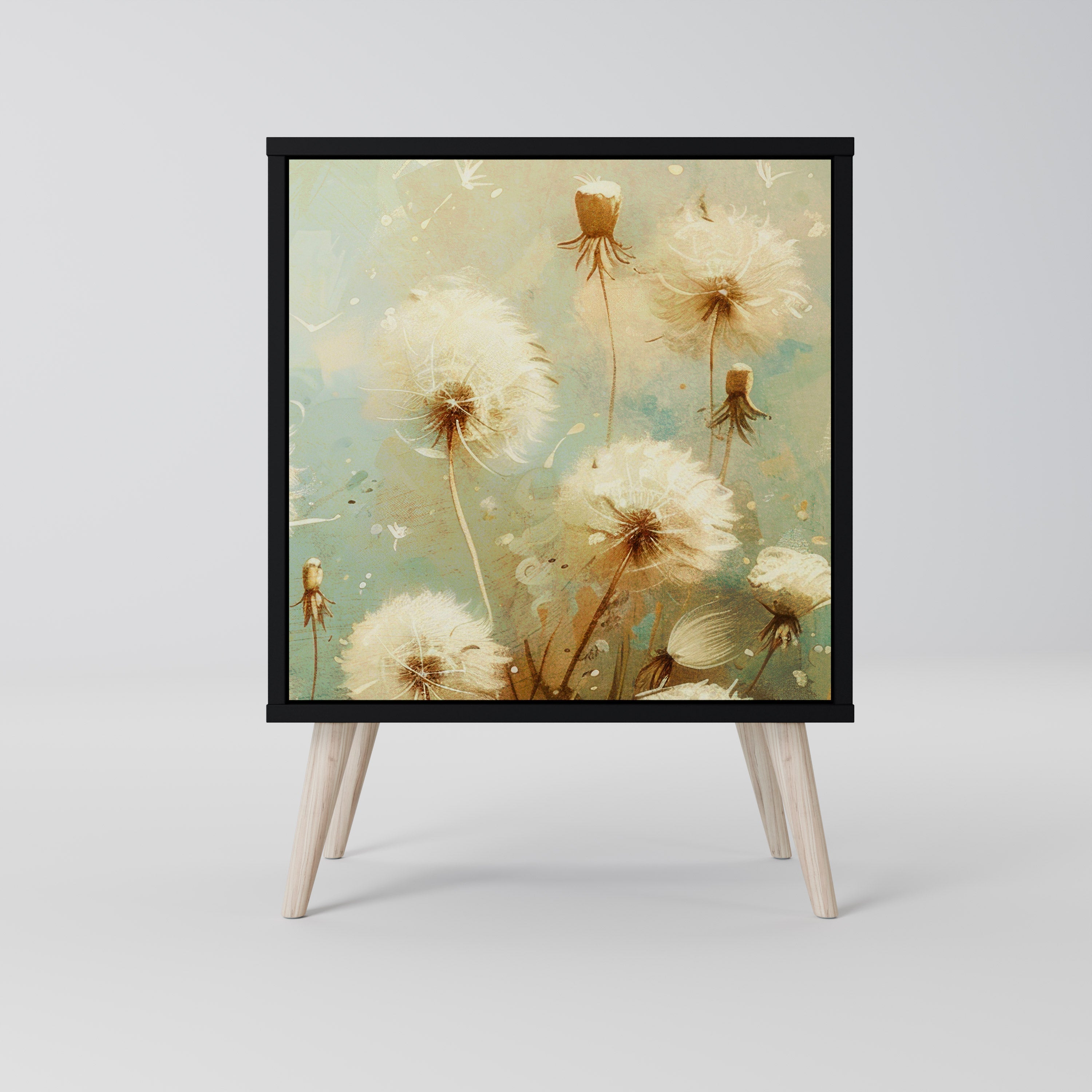 DREAMY MEADOW Aparador de 1 Porta em Acabamento Preto