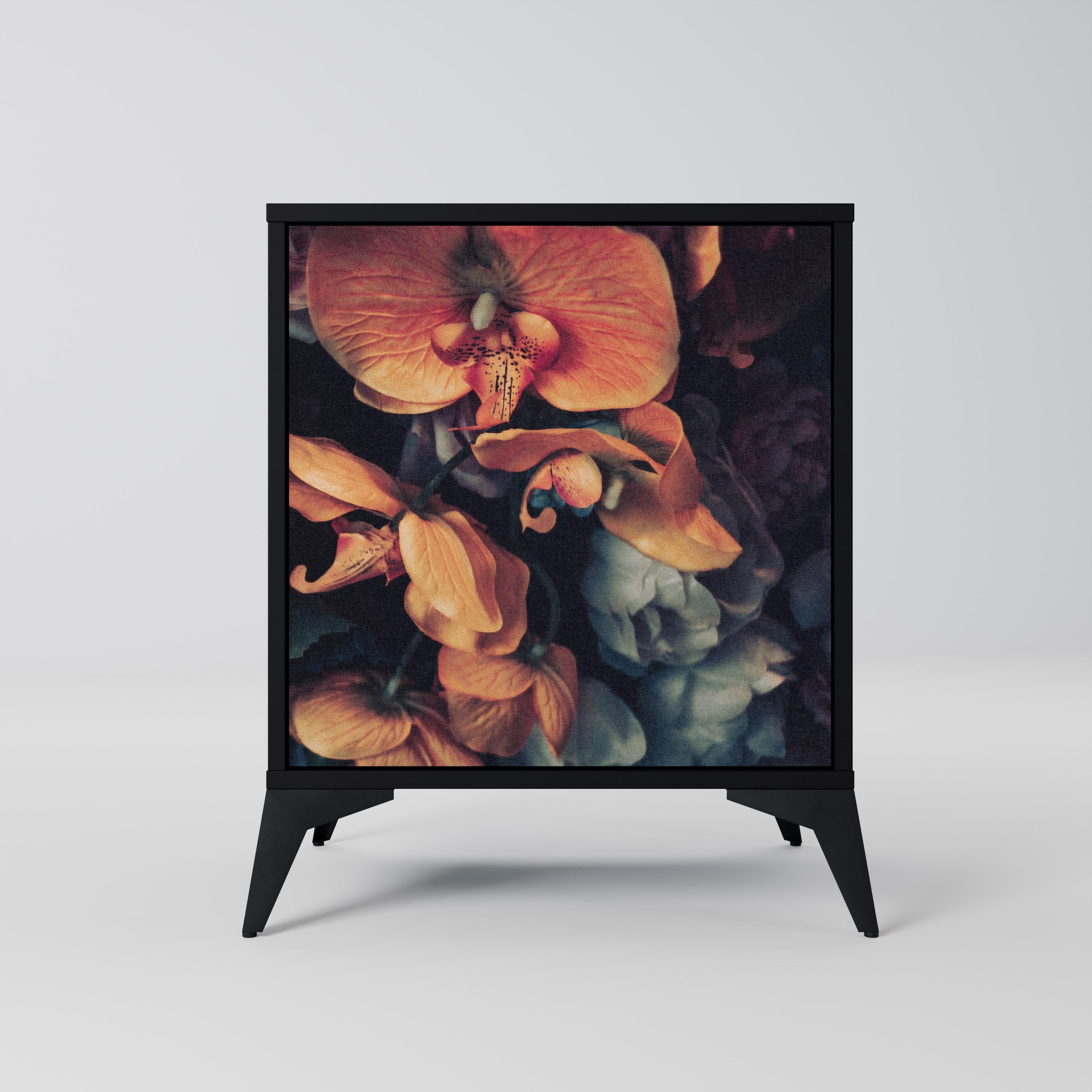 NEVERENDING BLOOM Aparador de 1 Porta em Acabamento Preto