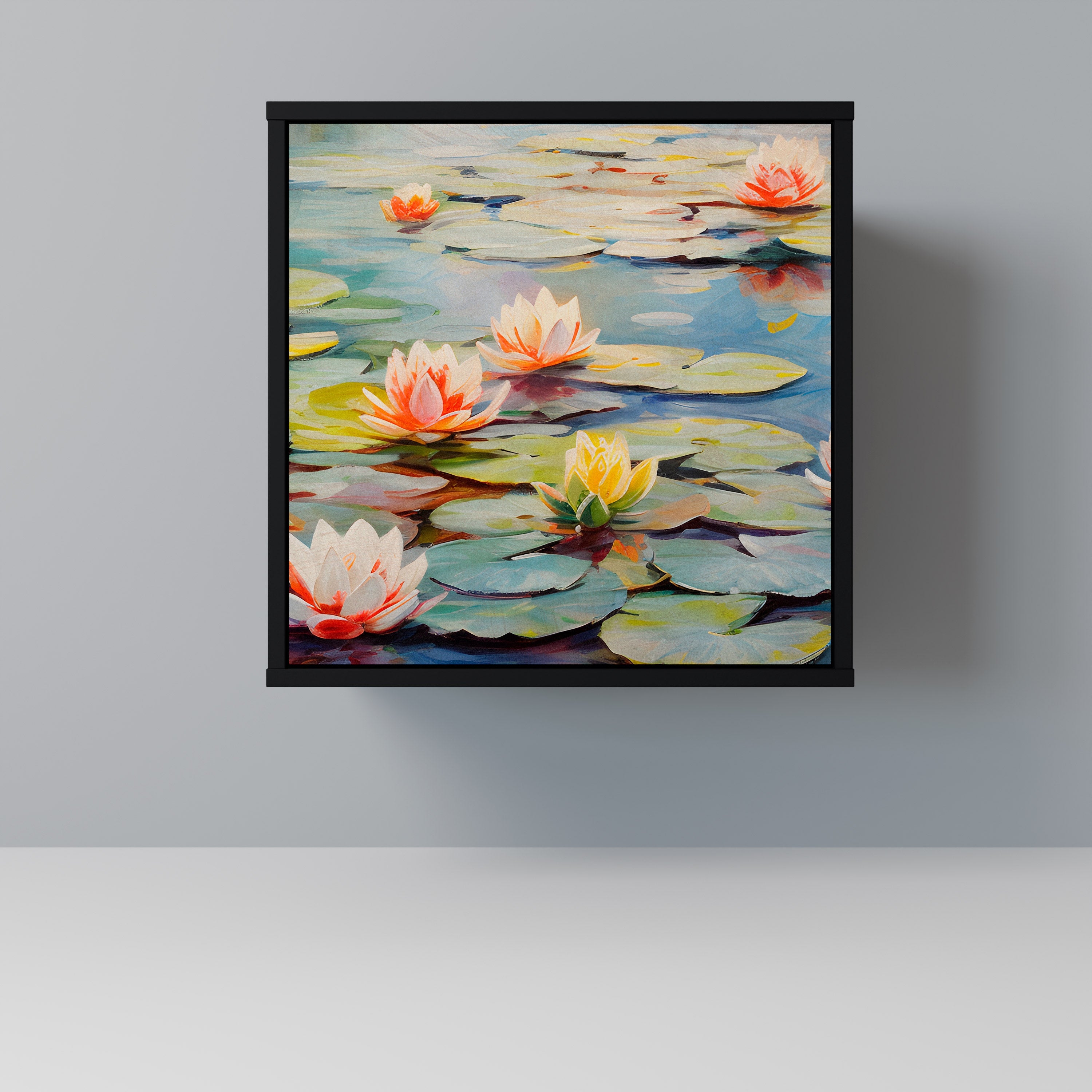 BLOOMING WATERS Aparador de 1 Porta em Acabamento Preto