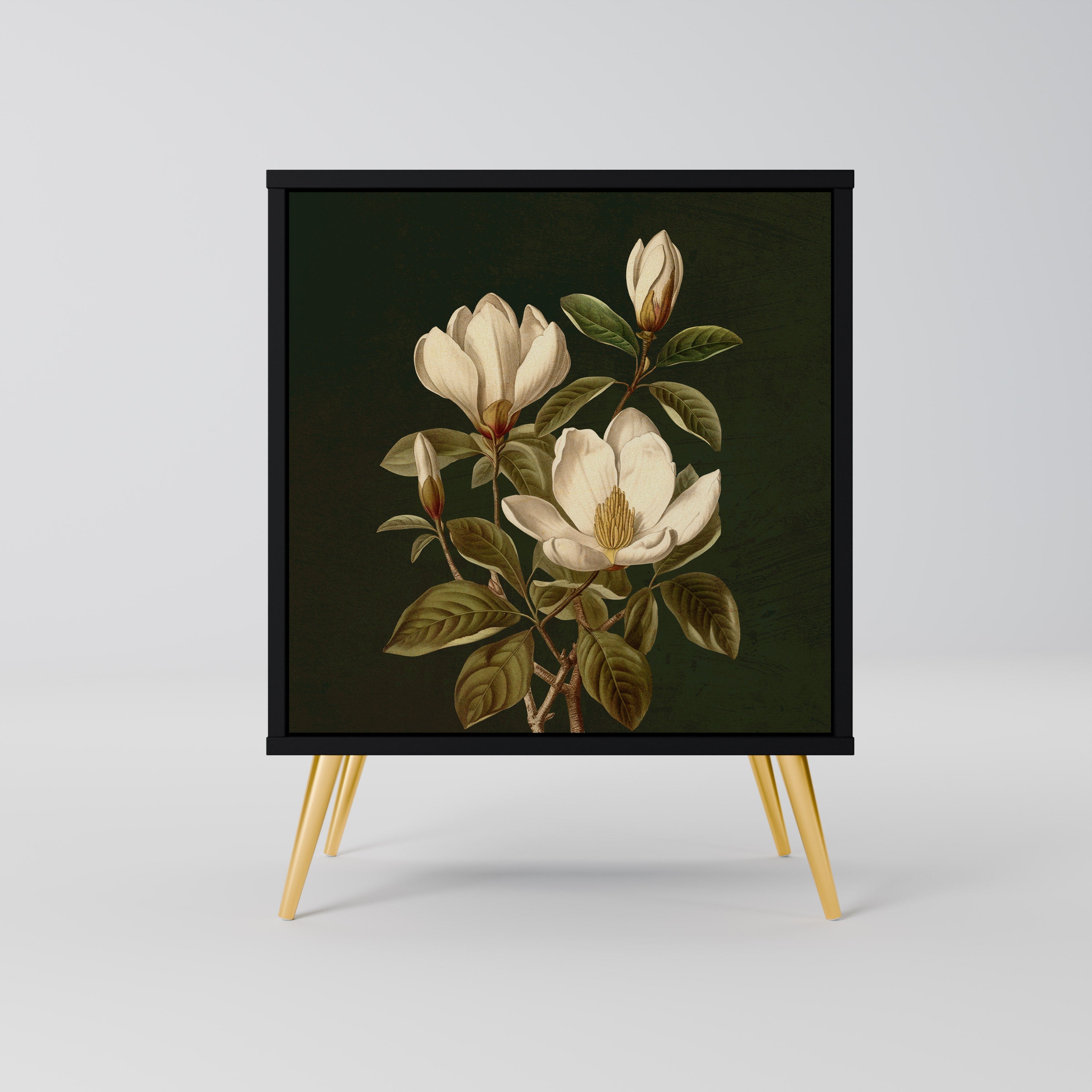 FLORAL NOIR Aparador de 1 Porta em Acabamento Preto