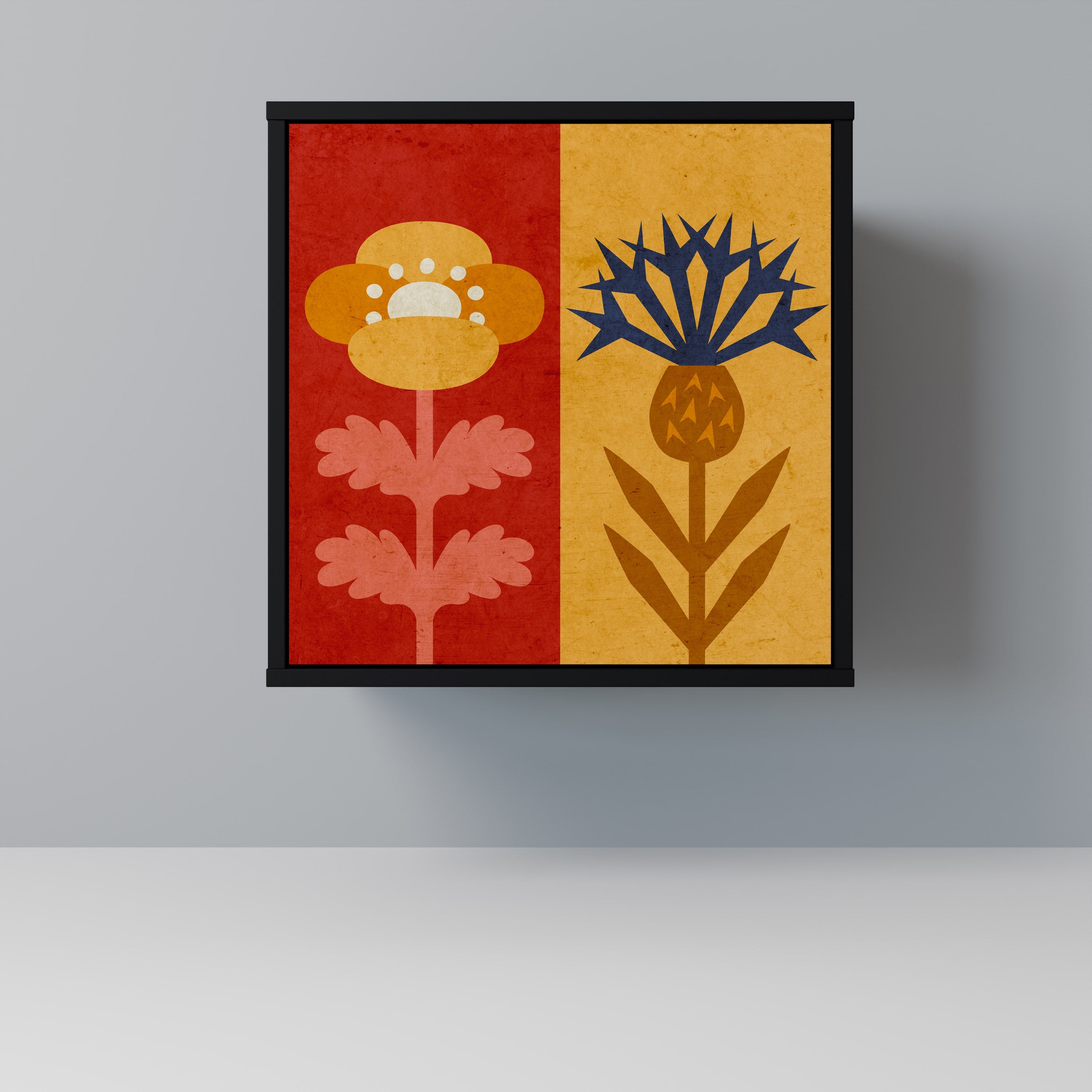 SCANDIC FLOWERET Aparador de 1 Porta em Acabamento Preto