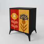 SCANDIC FLOWERET Aparador de 1 Porta em Acabamento Preto