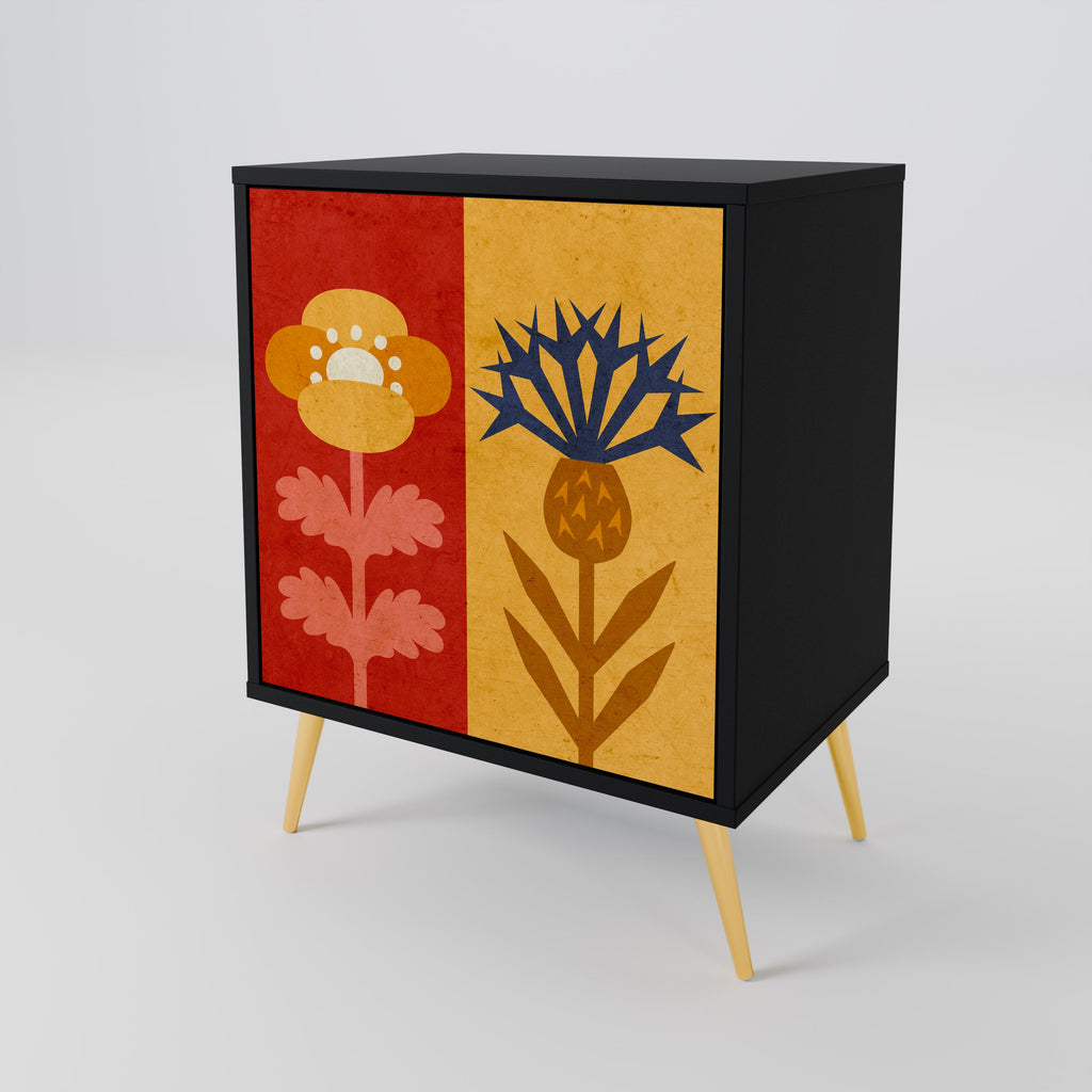 SCANDIC FLOWERET Aparador de 1 Porta em Acabamento Preto