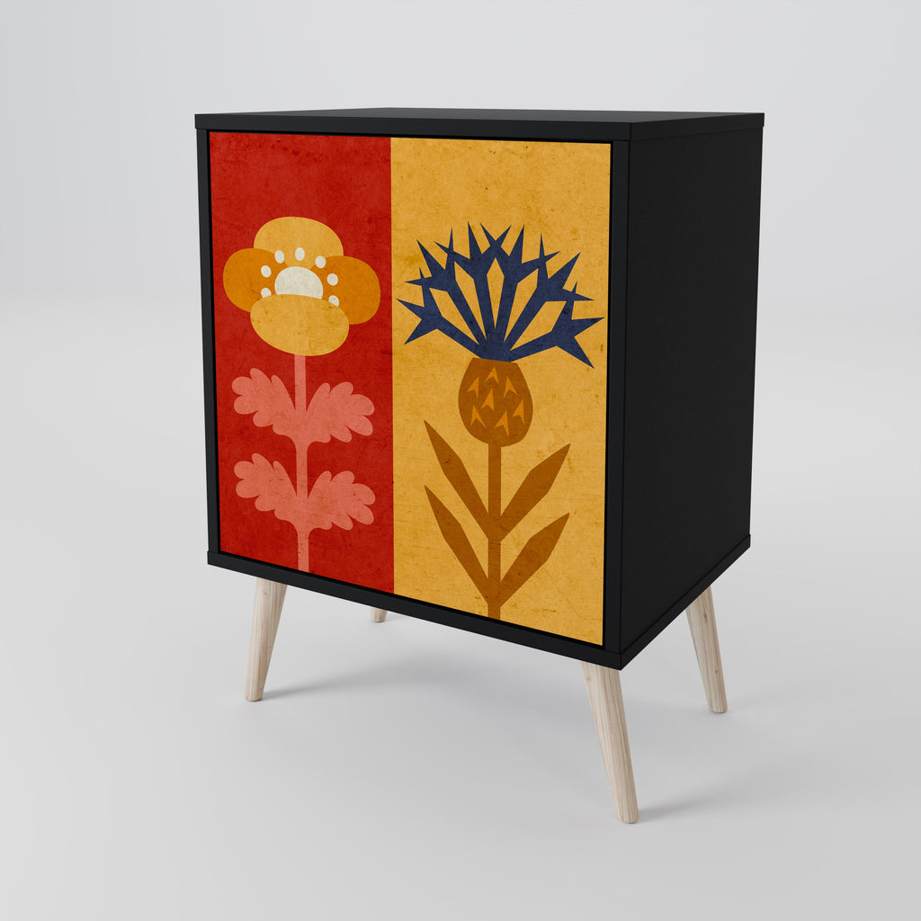 SCANDIC FLOWERET Aparador de 1 Porta em Acabamento Preto