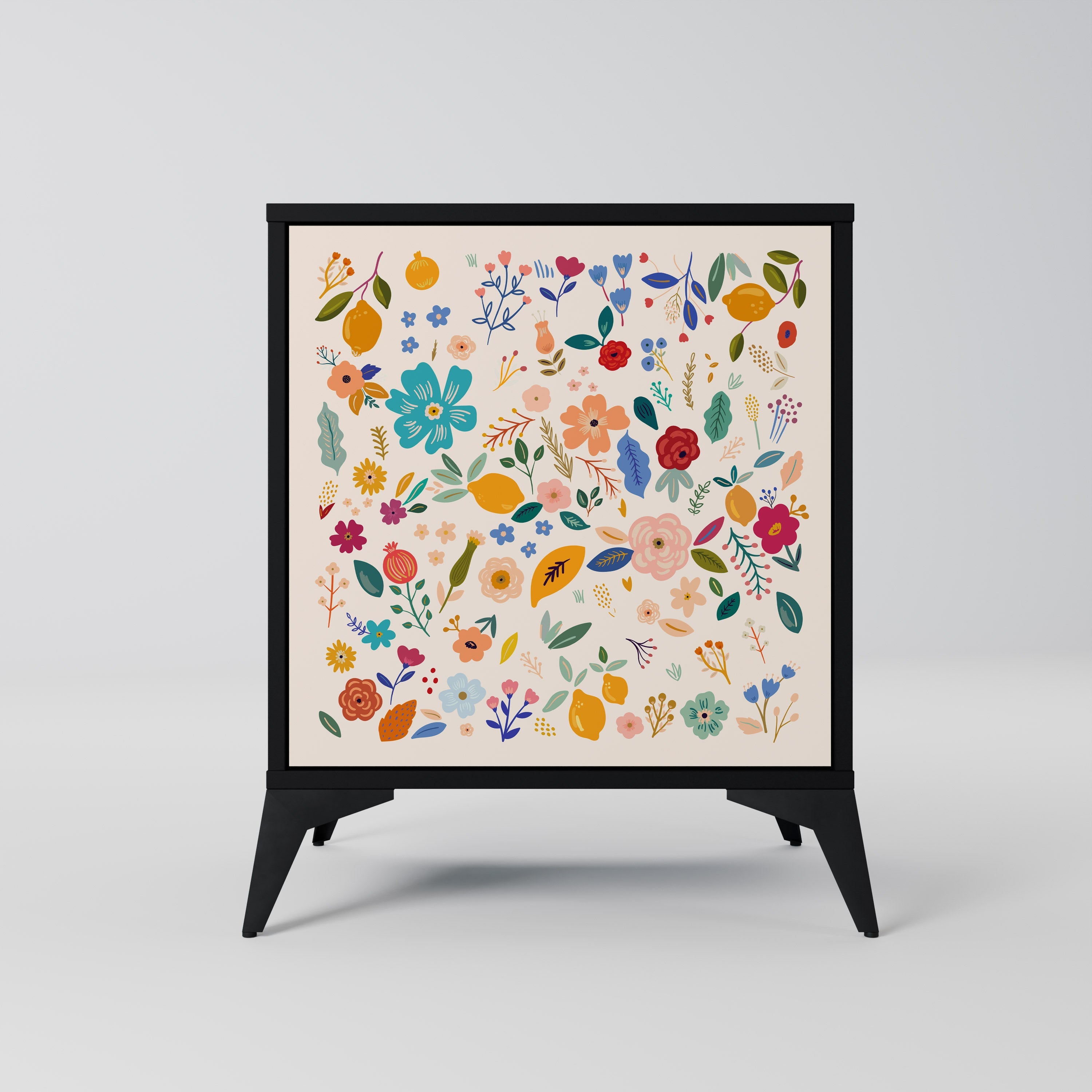 FLORAL COMBINATION Aparador de 1 Porta em Acabamento Preto