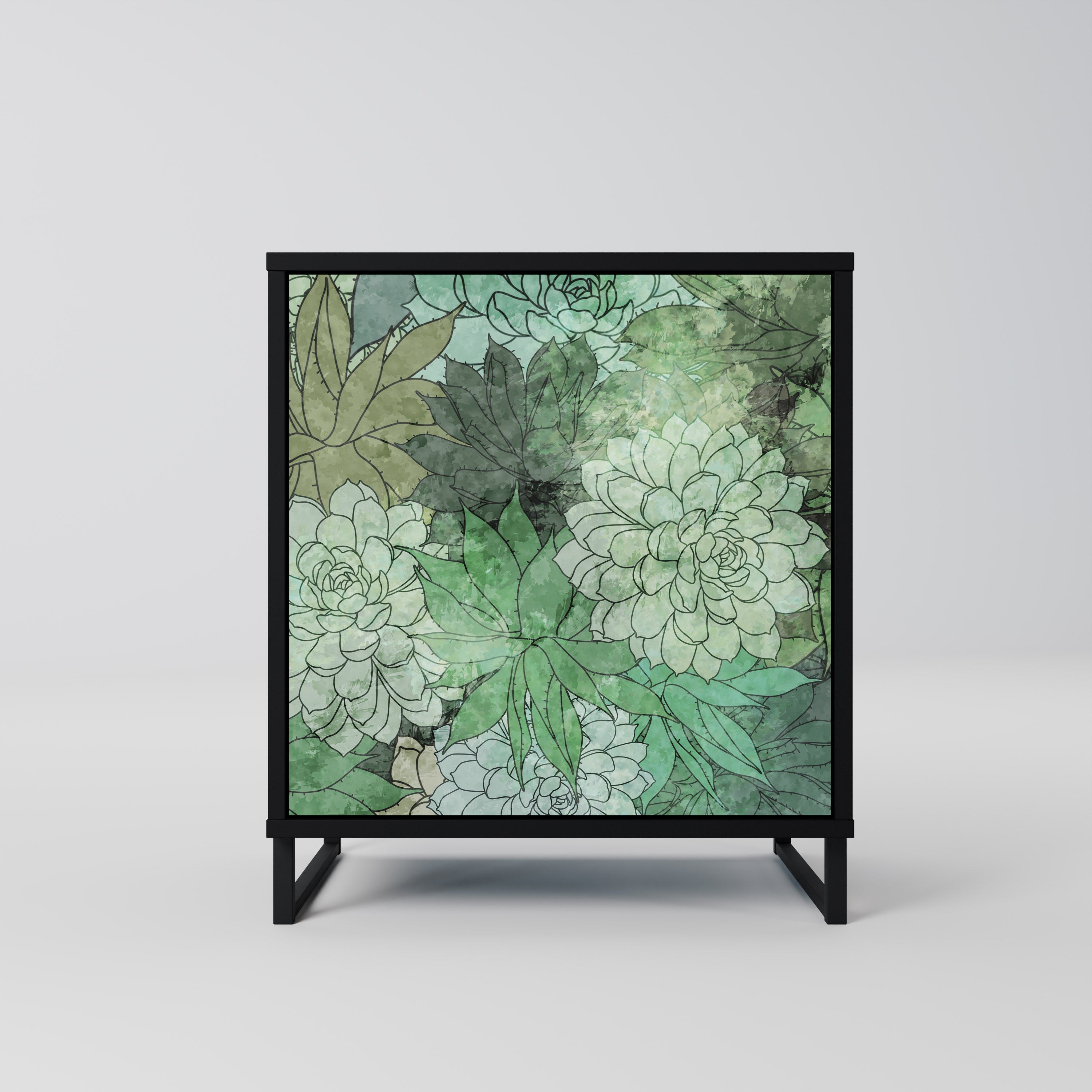 SUCCULENT CLUSTER Aparador de 1 Porta em Acabamento Preto