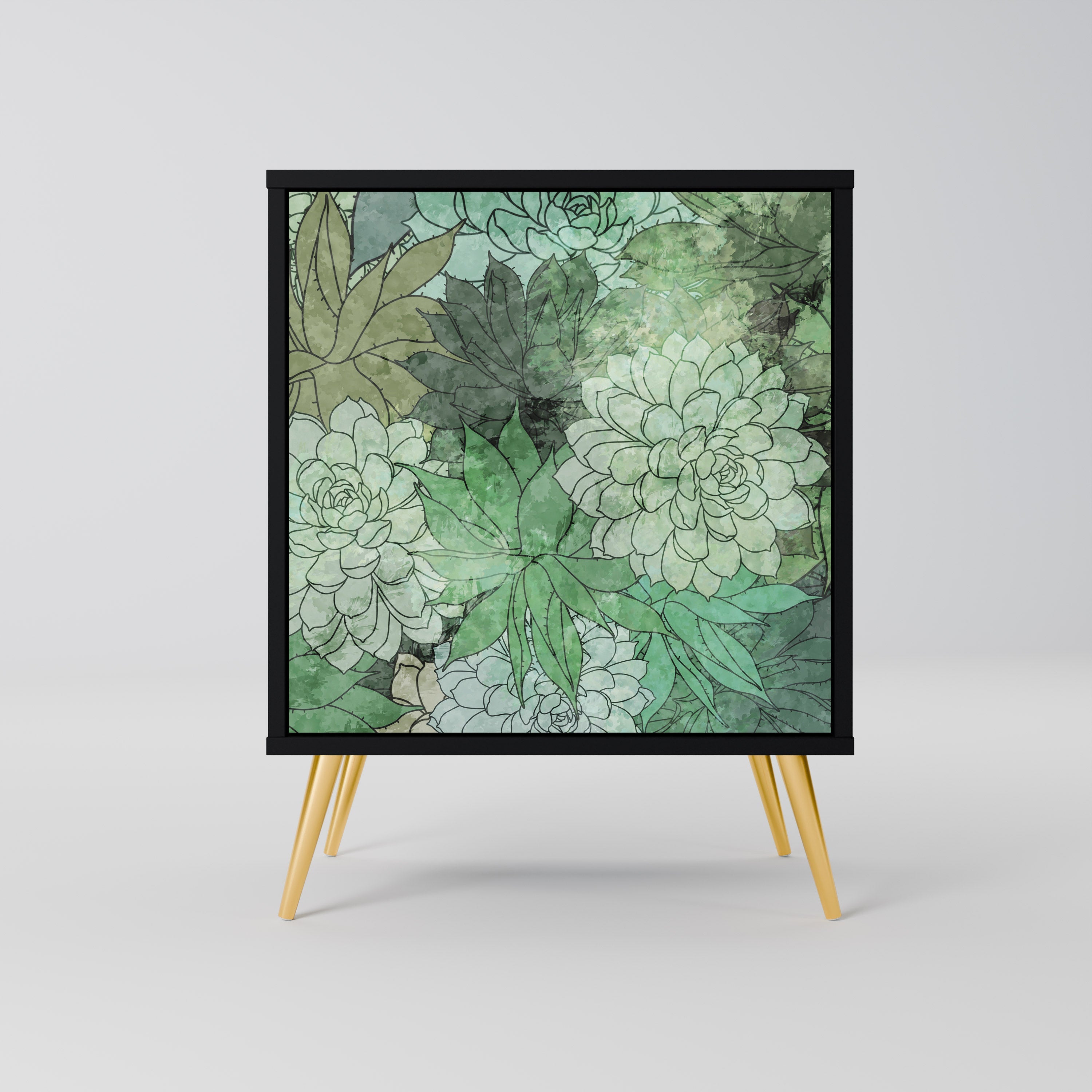 SUCCULENT CLUSTER Aparador de 1 Porta em Acabamento Preto